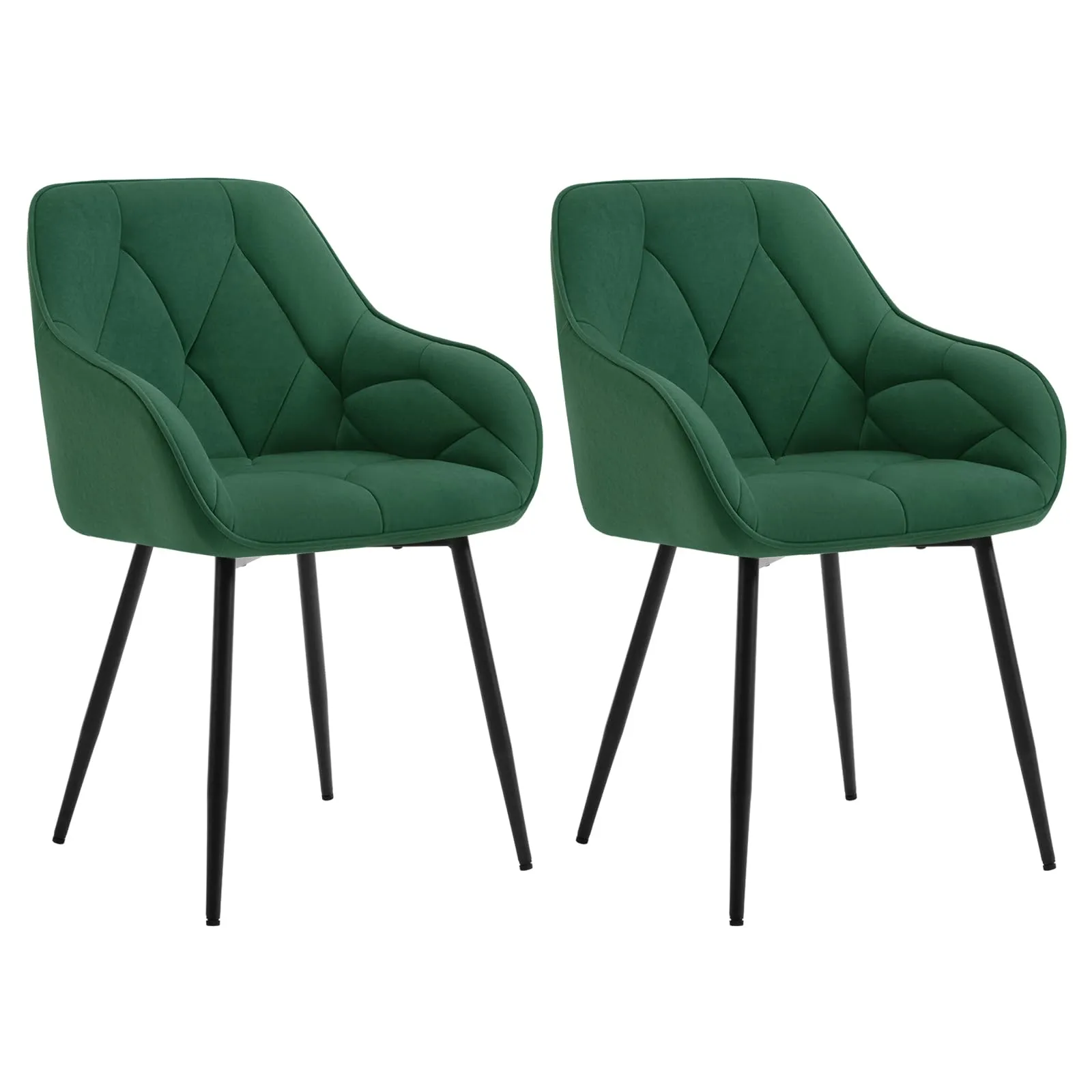 WOLTU Set di 2 Sedie da Pranzo con Braccioli e Schienale, Verde Scuro - immagine 1