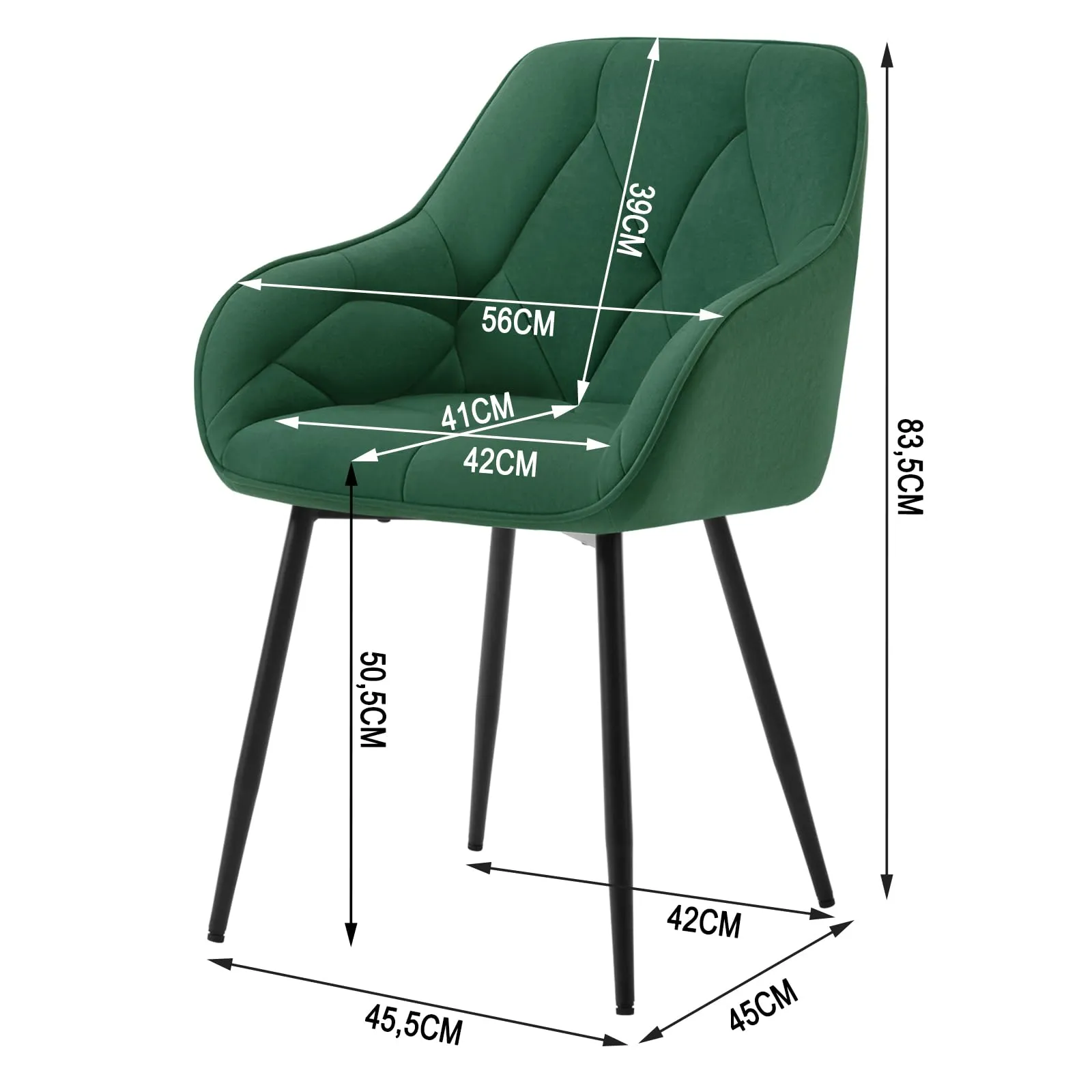 WOLTU Set di 2 Sedie da Pranzo con Braccioli e Schienale, Verde Scuro - immagine 5