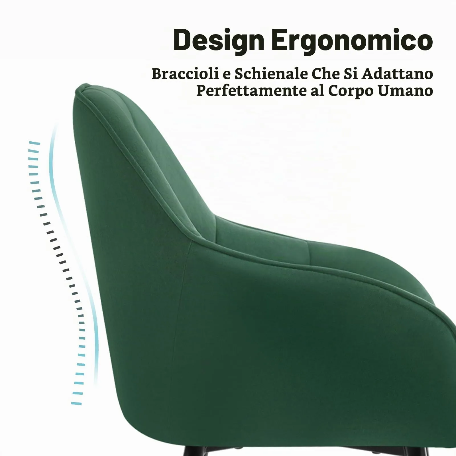 WOLTU Sedia da Pranzo con Braccioli e Schienale, Poltrona da Salotto Verde Scuro - immagine 9