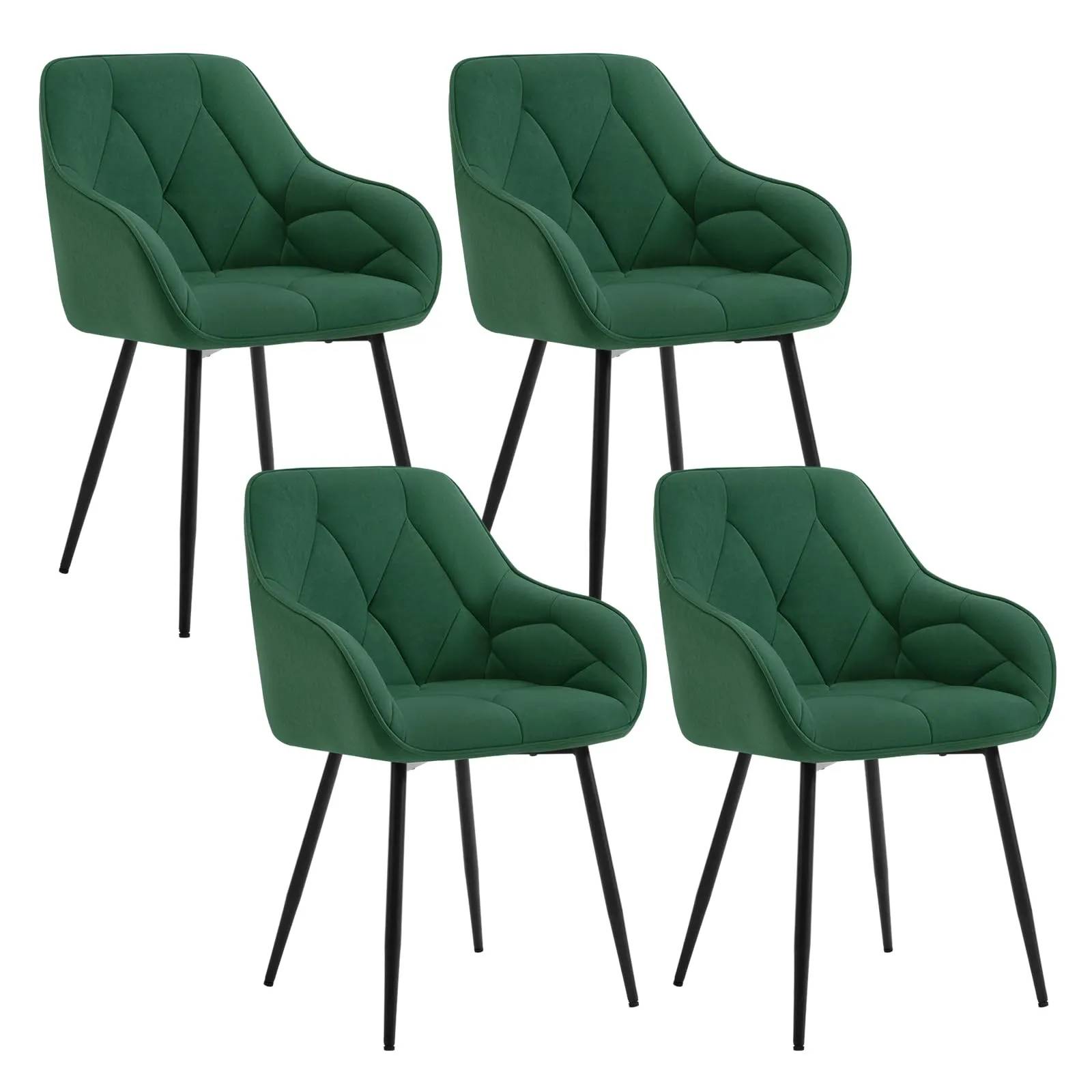 WOLTU Set di 4 Sedie da Pranzo con Braccioli, Verde Scuro - immagine 1