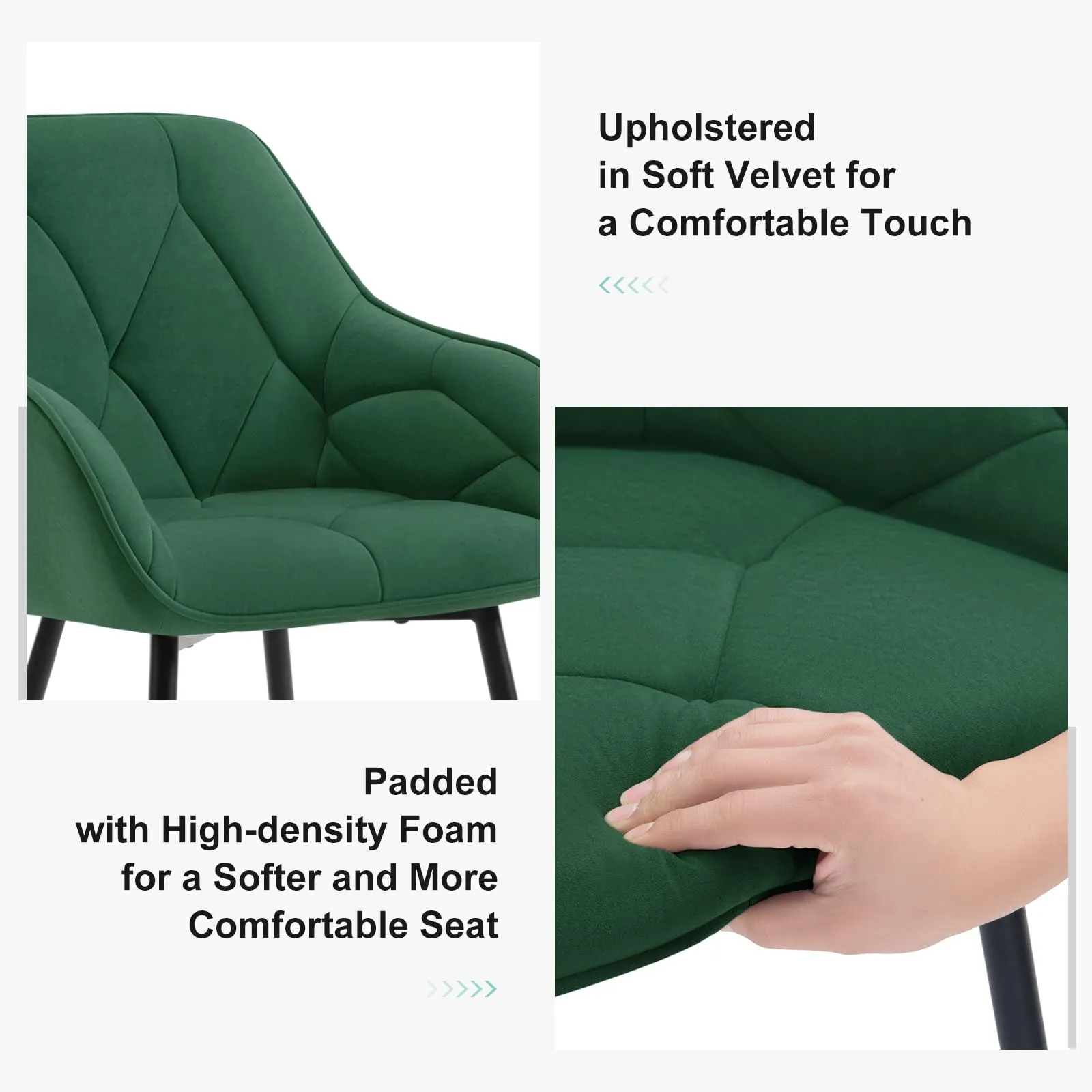 WOLTU Set di 4 Sedie da Pranzo con Braccioli, Verde Scuro - immagine 6