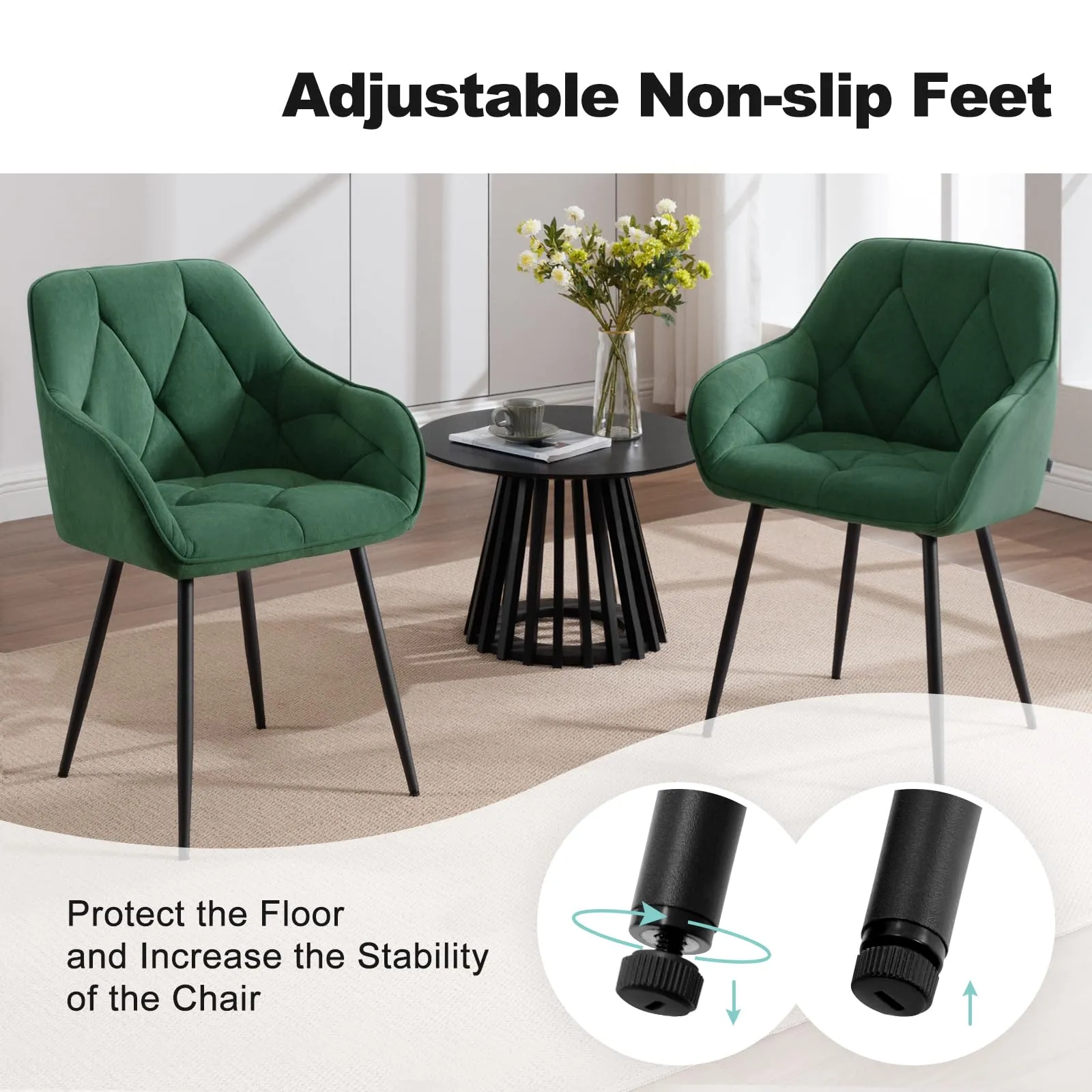 WOLTU Set di 4 Sedie da Pranzo con Braccioli, Verde Scuro - immagine 8