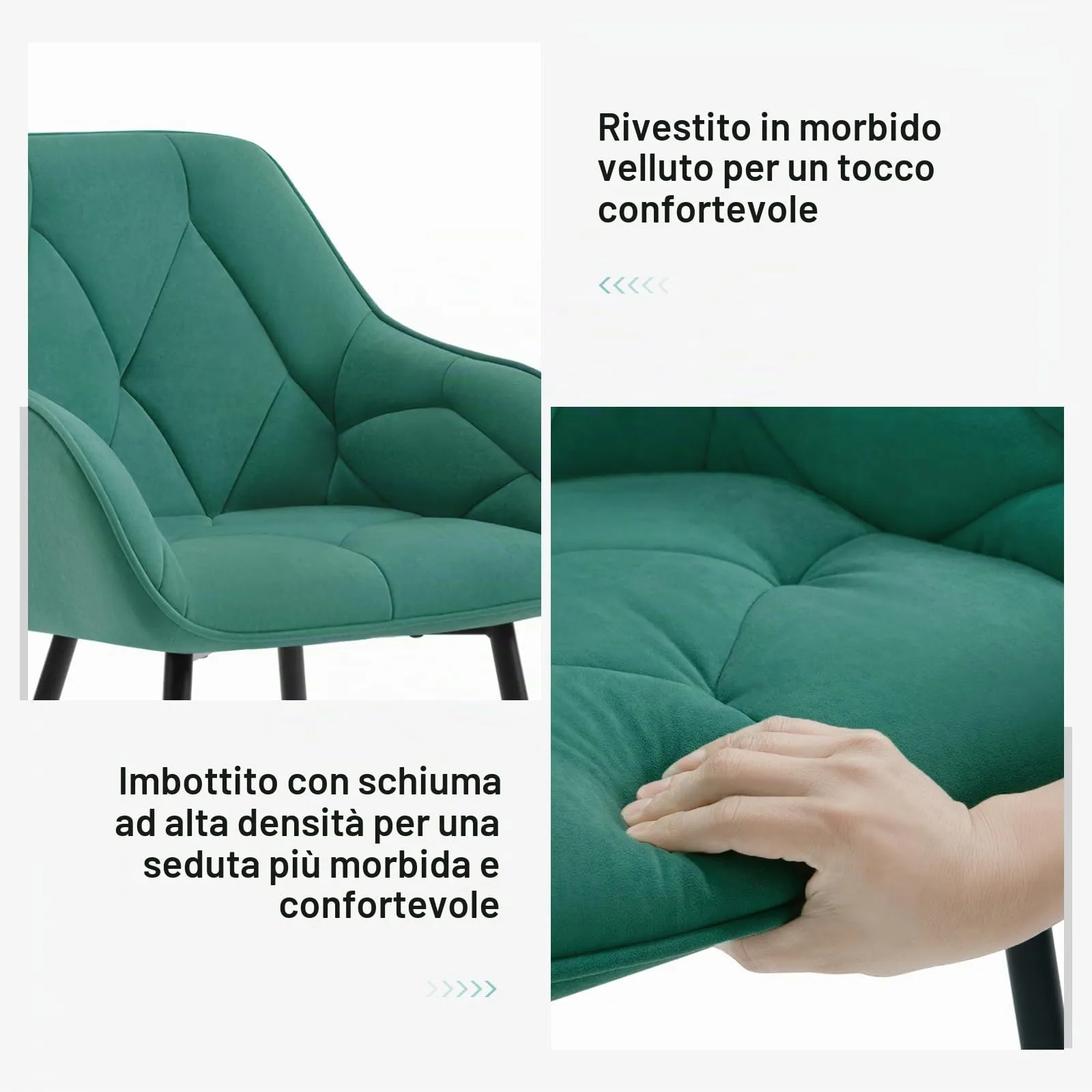 WOLTU Sedia da Pranzo con Braccioli e Schienale, Poltrona da Salotto, Azzurro - immagine 6