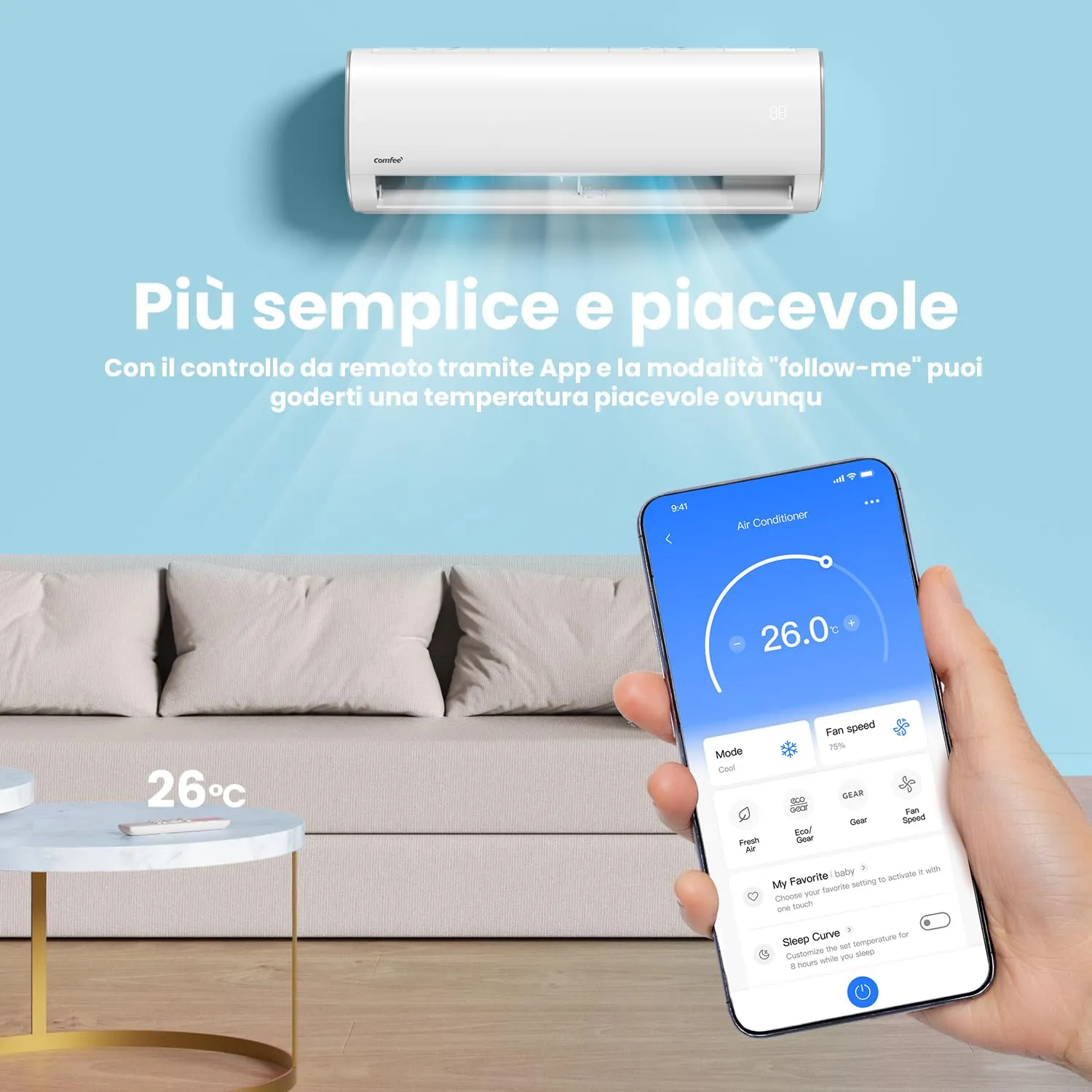 COMFEE' Condizionatore Monosplit Inverter 12000 BTU Caldo/Freddo CF-AF12A S - immagine 5
