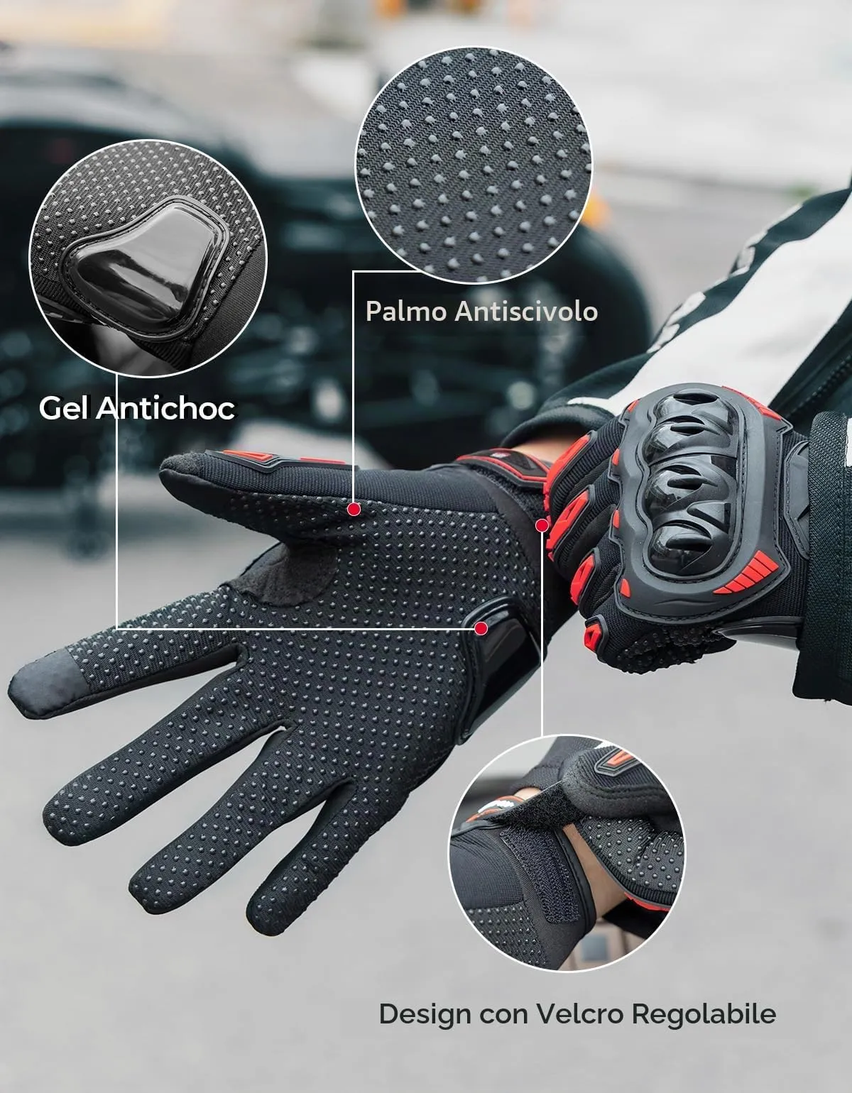 KEMIMOTO Guanti Moto Estivi Touchscreen con Protezioni, Uomo Donna - immagine 4