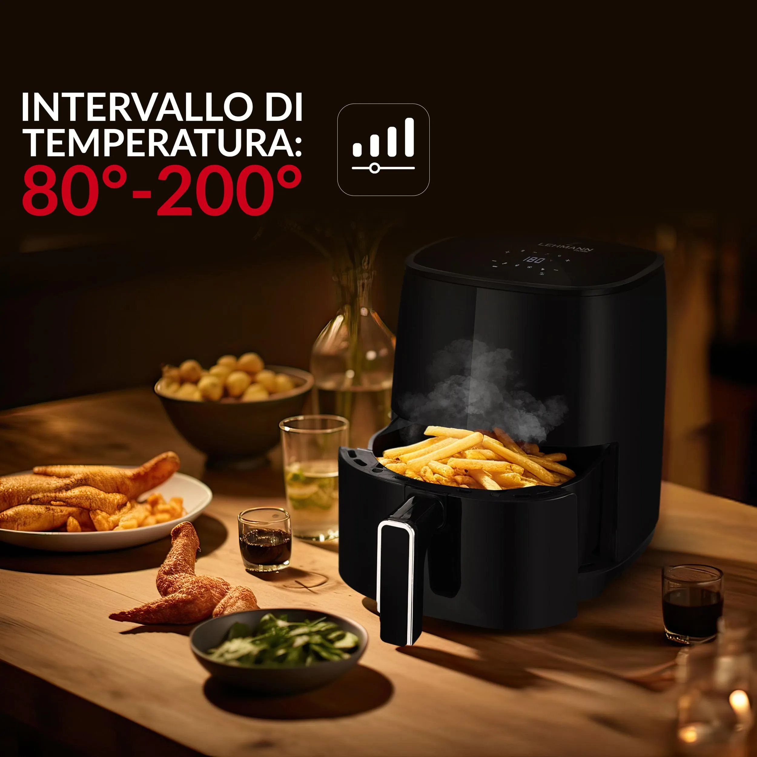 LEHMANN Friggitrice ad Aria 3,5 Litri 8 in 1 con Finestra di Visualizzazione, LHODF-2811 - immagine 7