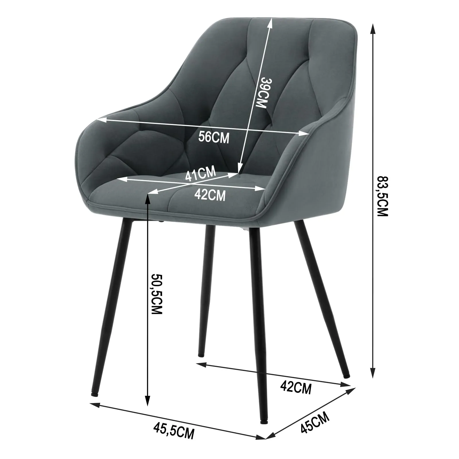 WOLTU Set di 2 Sedie da Pranzo con Braccioli e Schienale, Grigio Scuro - immagine 5