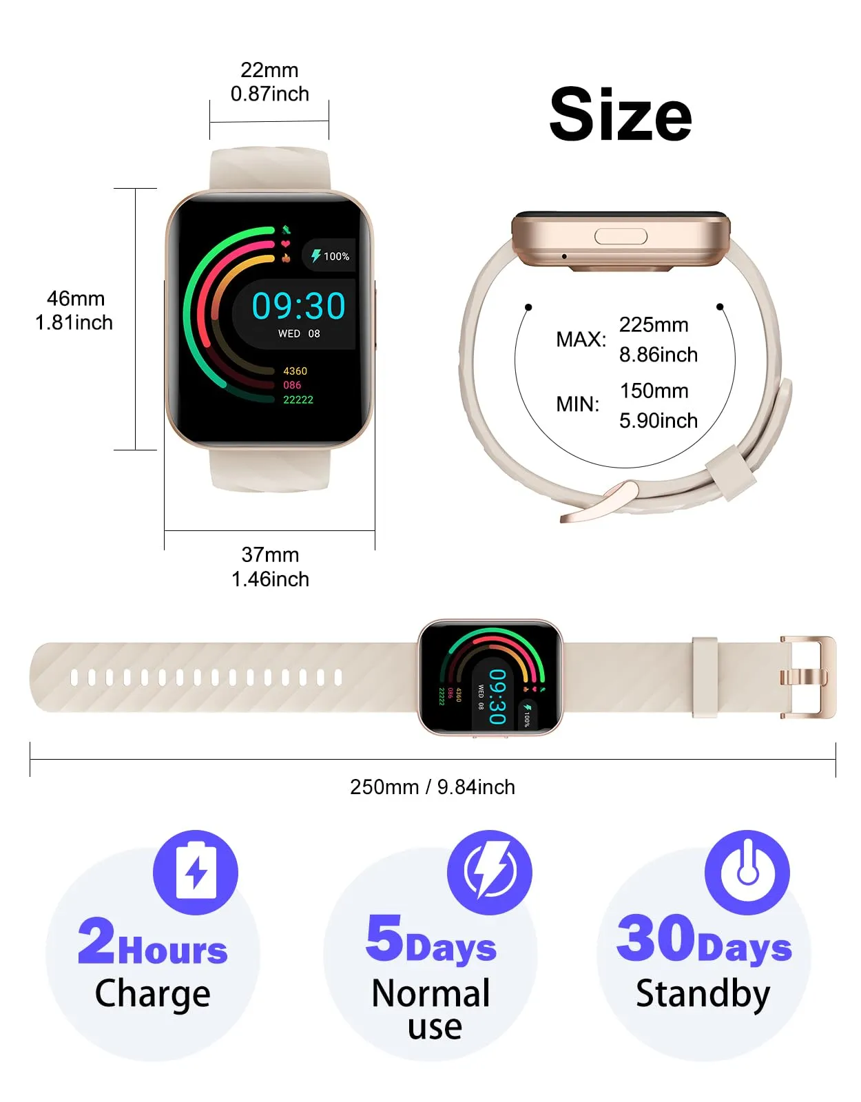 Dakofied Smartwatch Chiamate Bluetooth, Cardiofrequenzimetro, Saturimetro, IP68, AMOLED 1.83", Android e iOS - immagine 3