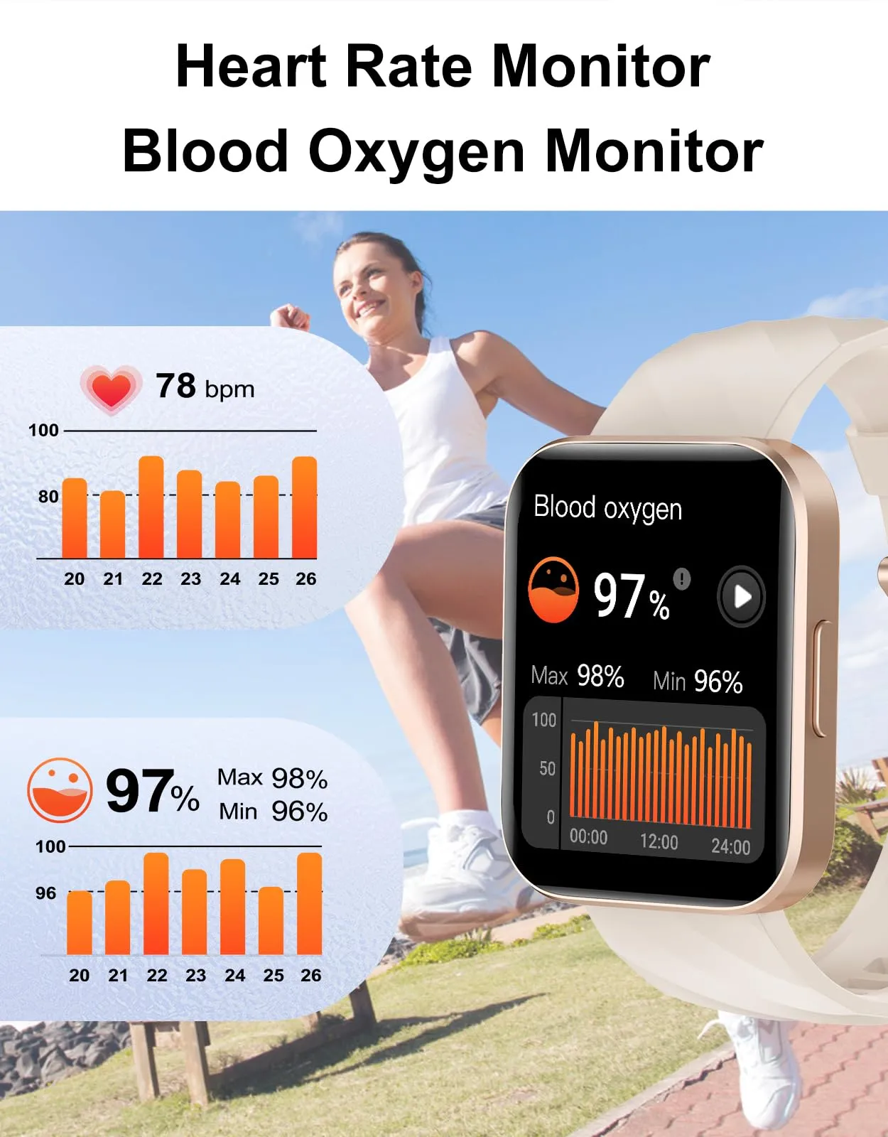 Dakofied Smartwatch Chiamate Bluetooth, Cardiofrequenzimetro, Saturimetro, IP68, AMOLED 1.83", Android e iOS - immagine 5