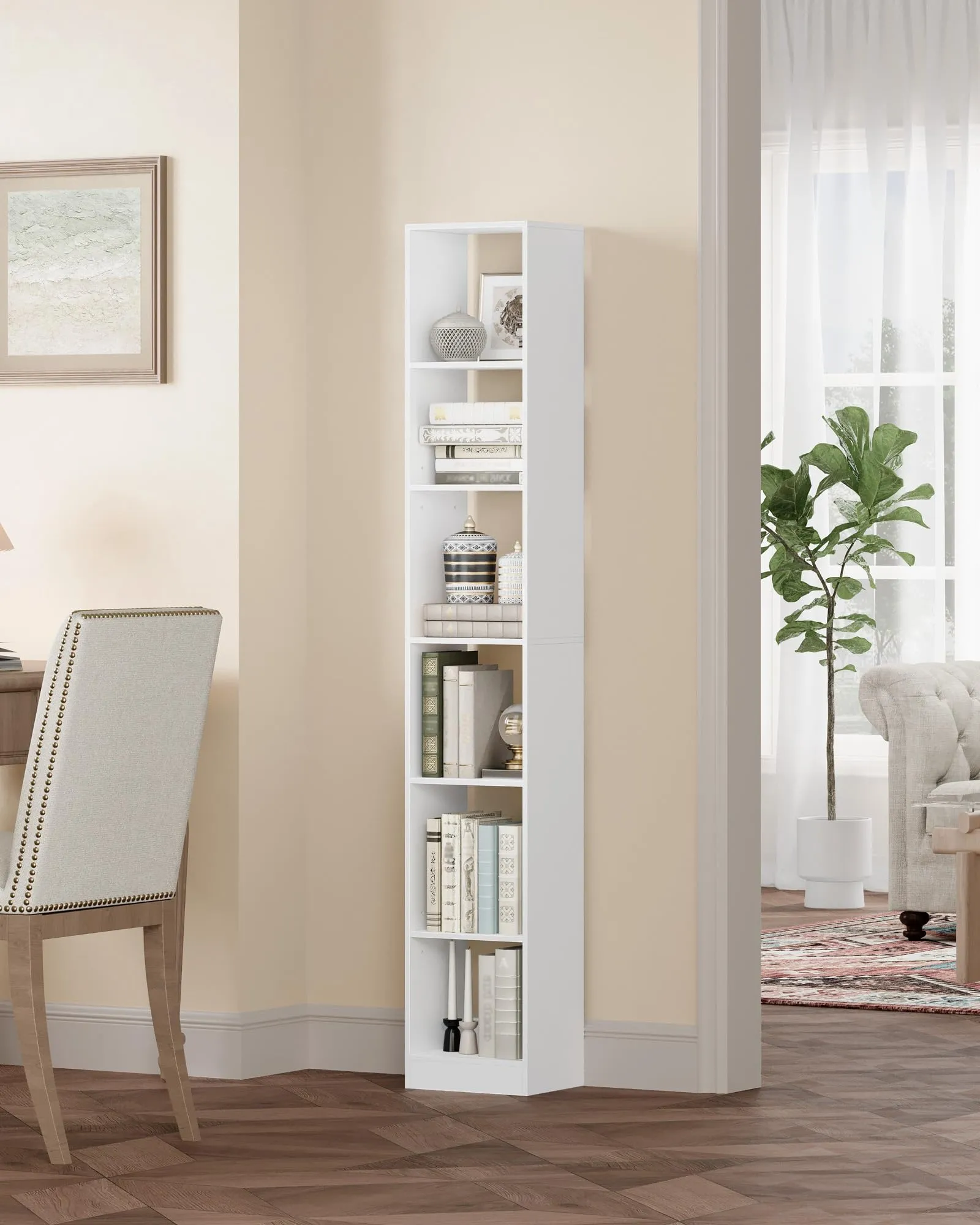 Hzuaneri Libreria a 6 Ripiani, 24 x 30 x 183 cm, Bianco - immagine 3