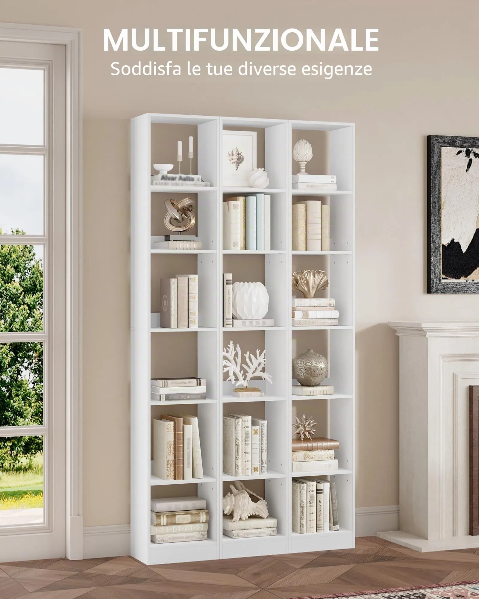 Hzuaneri Libreria a 6 Ripiani, 24 x 30 x 183 cm, Bianco - immagine 4