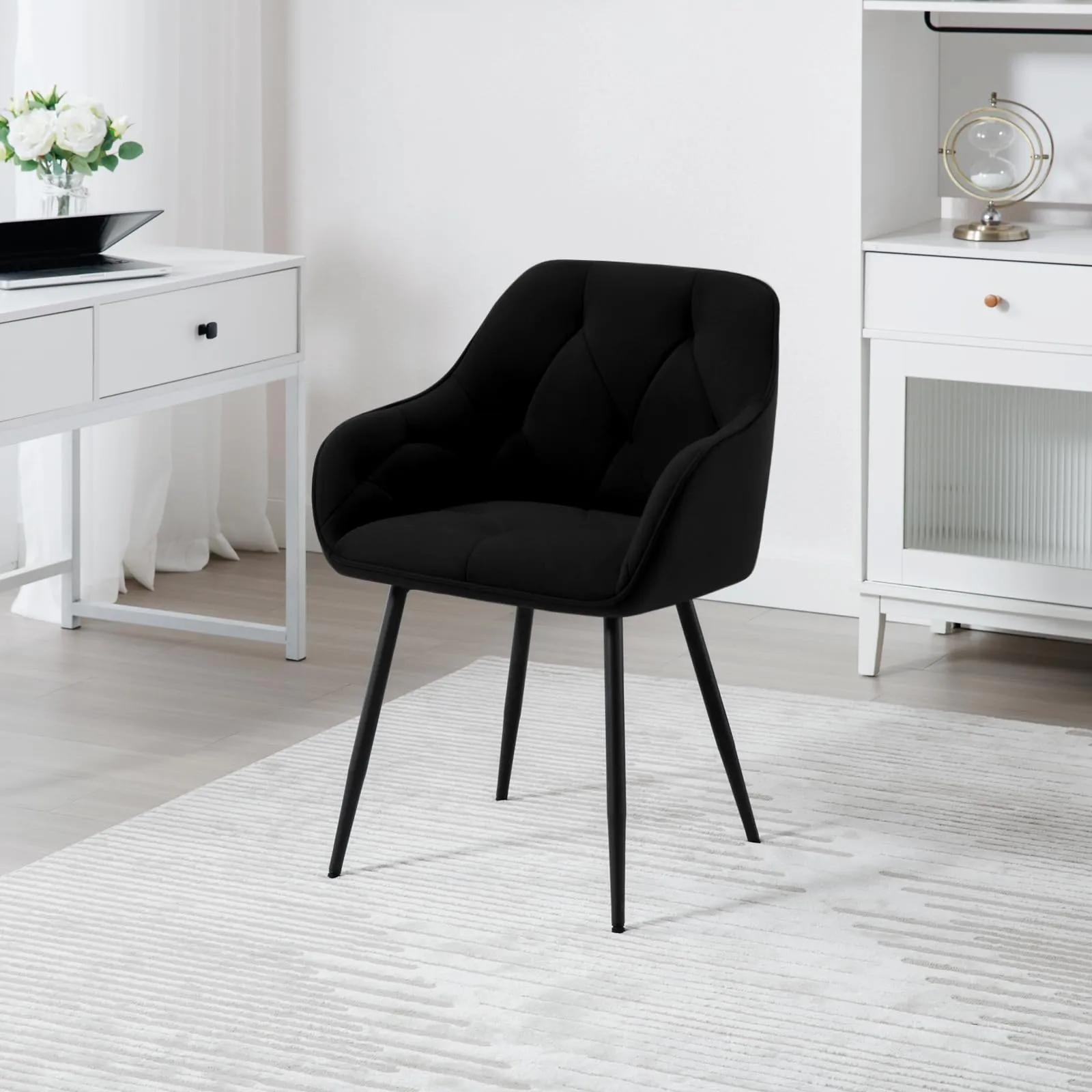 WOLTU Set di 2 Sedie da Pranzo con Braccioli e Schienale, Nero, EZS02sz-2 - immagine 3