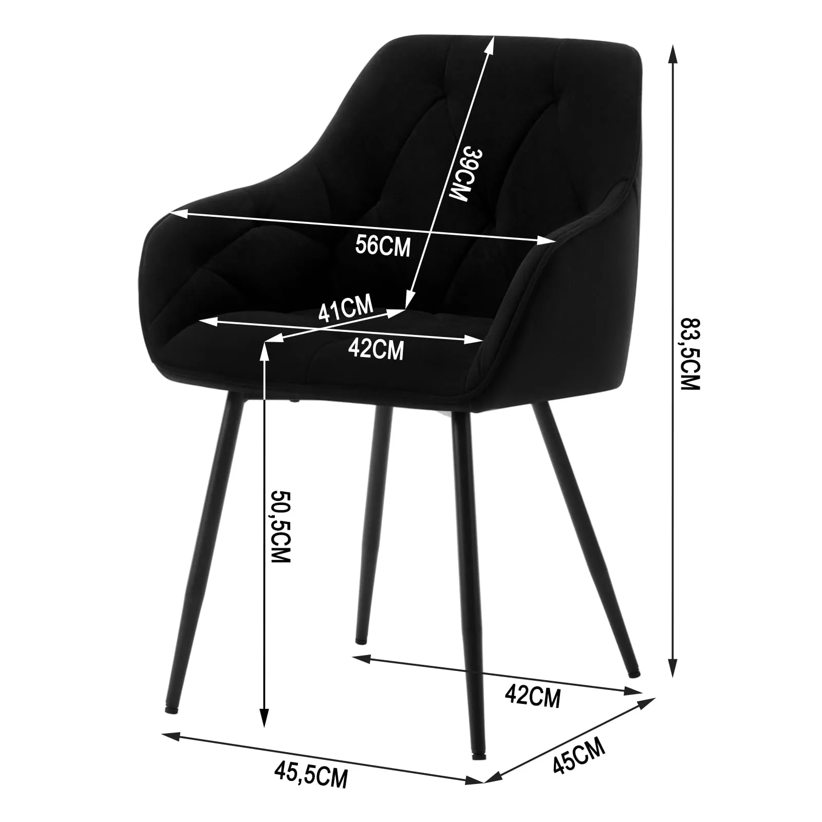 WOLTU Set di 2 Sedie da Pranzo con Braccioli e Schienale, Nero, EZS02sz-2 - immagine 5