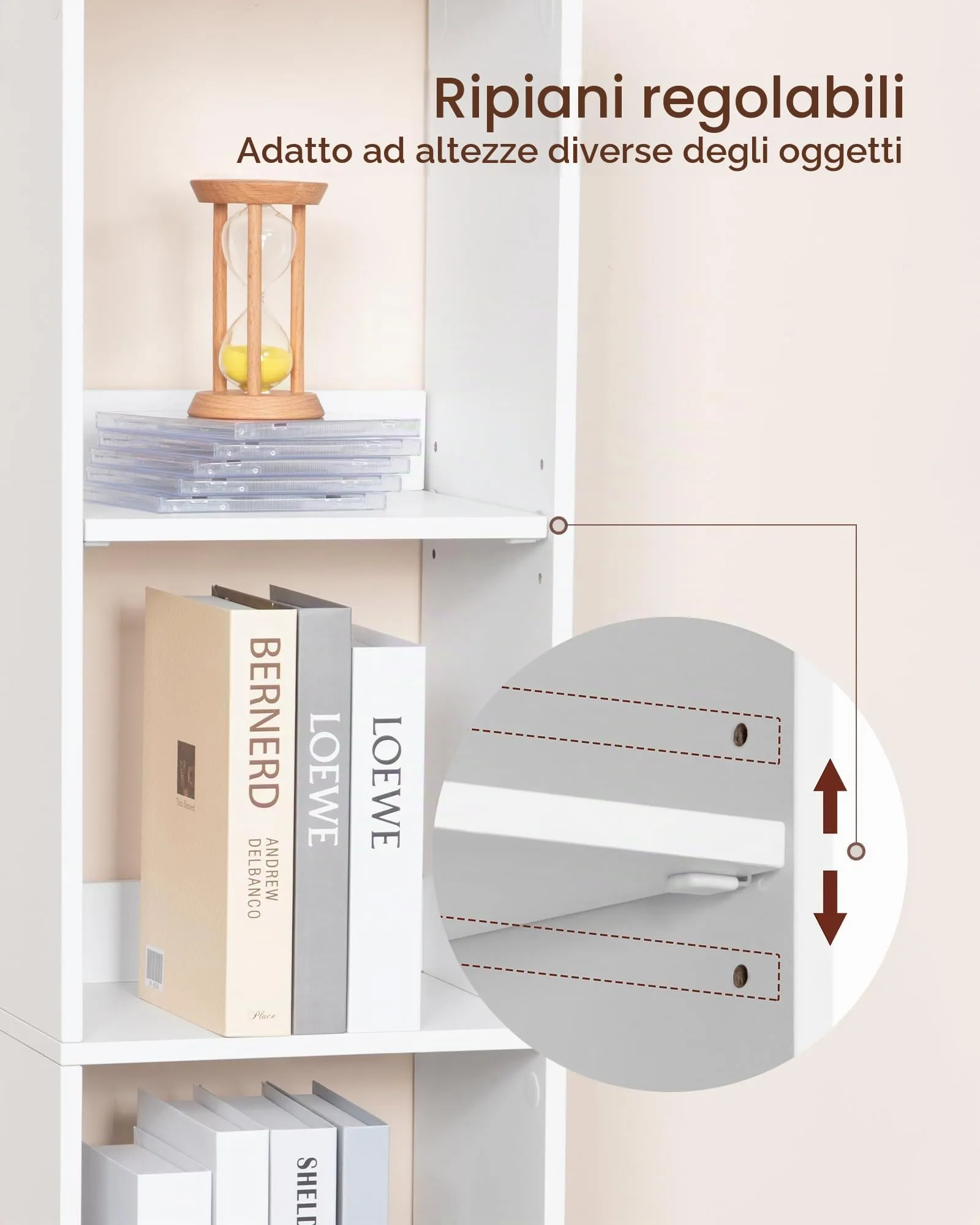 Hzuaneri Libreria a 4 Ripiani, 24 x 30 x 124 cm, Bianco - immagine 3