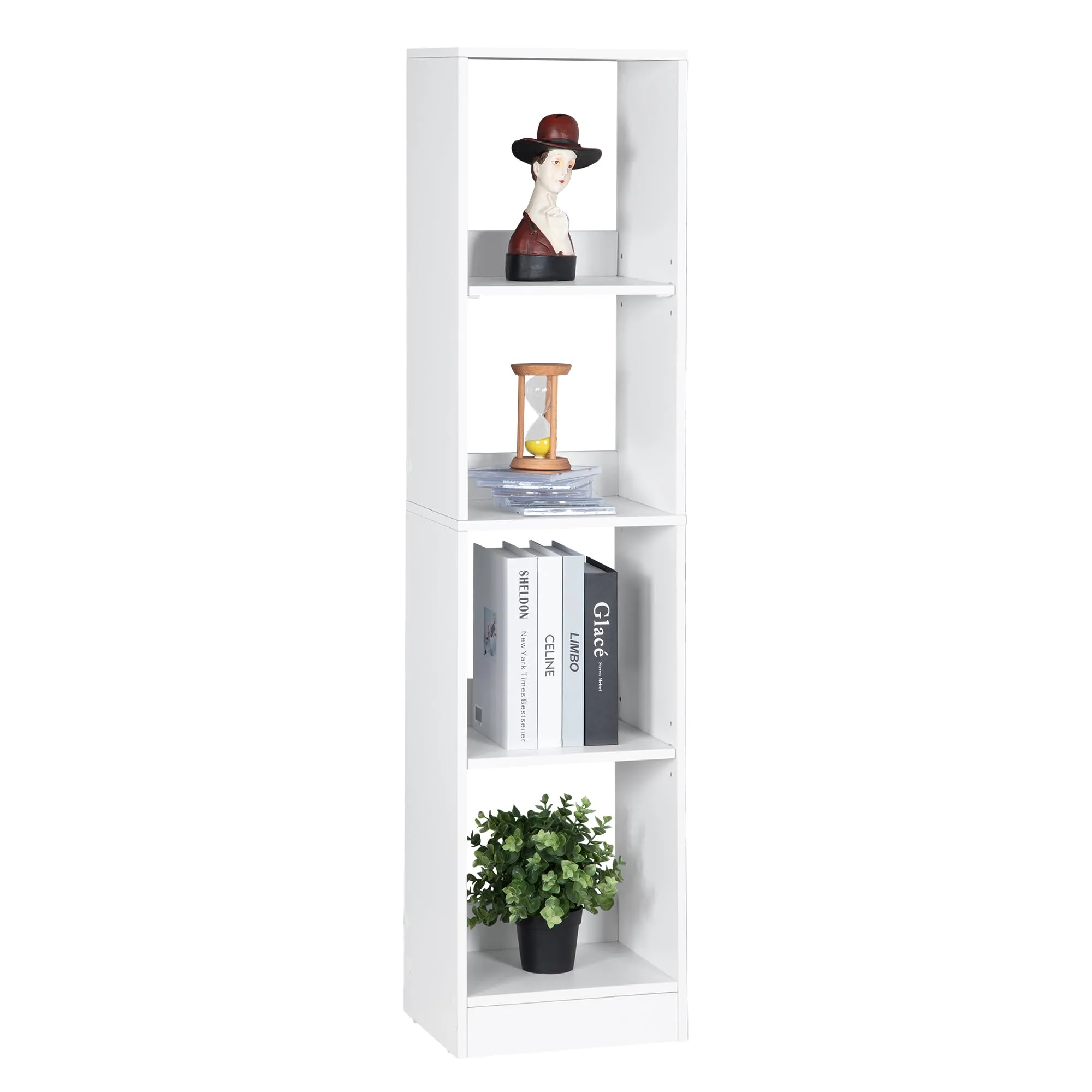Hzuaneri Libreria a 4 Ripiani, 24 x 30 x 124 cm, Bianco - immagine 8