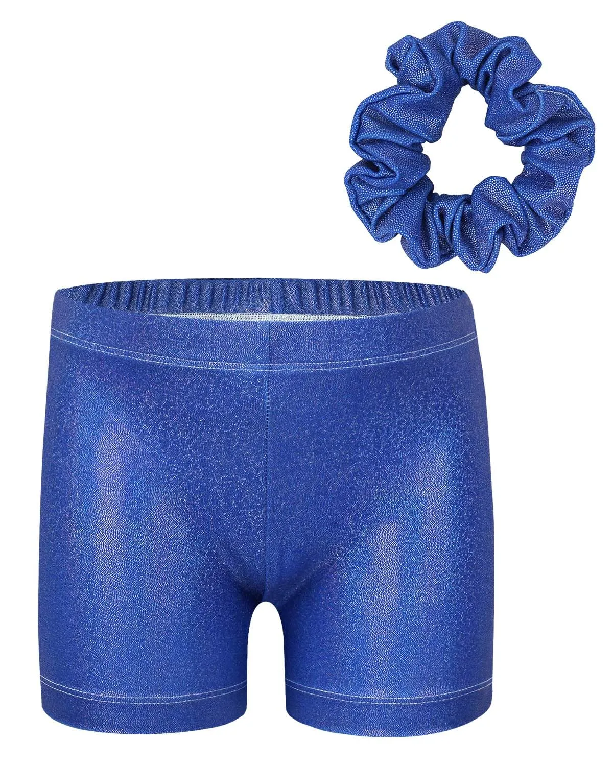 Gogokids Set da Ginnastica 3 Pezzi per Bambina, Body senza Maniche, Pantaloncini e Fascia, Blu e Viola, Taglia 100 - immagine 2
