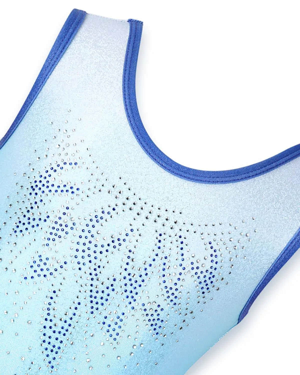 Gogokids Set da Ginnastica per Bambina 3 Pezzi con Body senza maniche, Pantaloncini e Fascia per Capelli, Stelle, Blu Sfumato - immagine 3