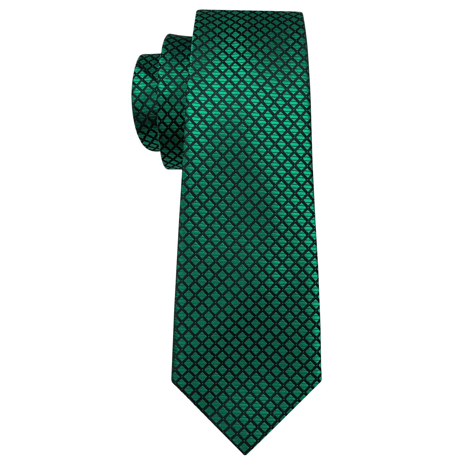 Barry.Wang Set Cravatta, Fazzoletto da Tasca e Gemelli in Seta Verde Smeraldo, Motivo Cachemire - immagine 3