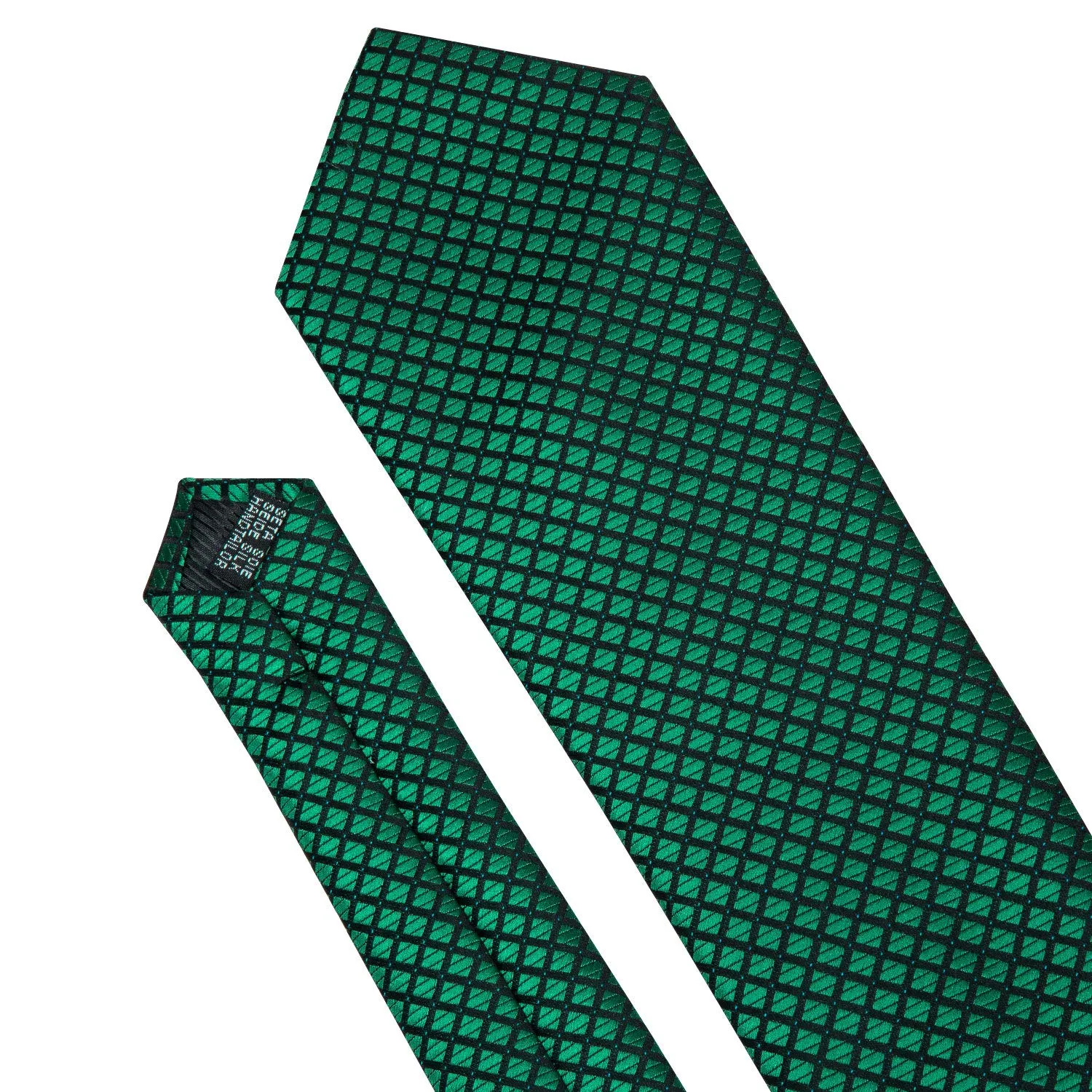 Barry.Wang Set Cravatta, Fazzoletto da Tasca e Gemelli in Seta Verde Smeraldo, Motivo Cachemire - immagine 6