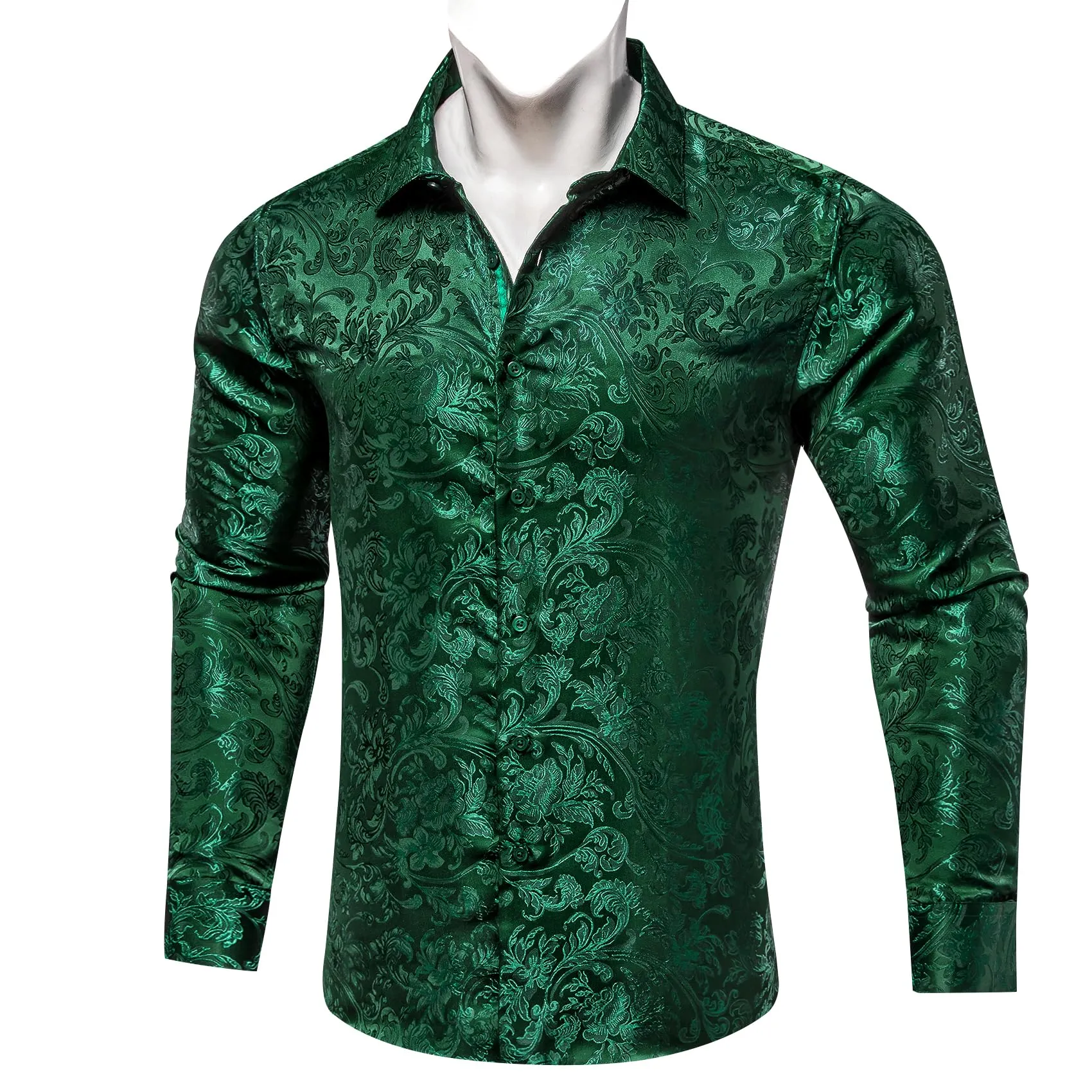 Barry.Wang Set Formale da Uomo 5 Pezzi con Gilet, Cravatta, Fazzoletto, Gemelli e Fermacravatta - Verde Smeraldo, L - immagine 3