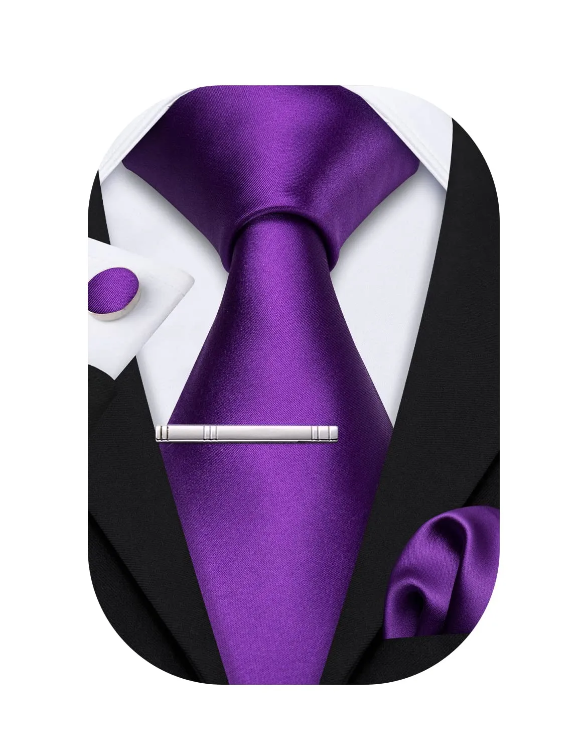 Barry.Wang Set di Cravatte a Forma di Fiore da Uomo, Viola Satinato, Taglia unica - immagine 1