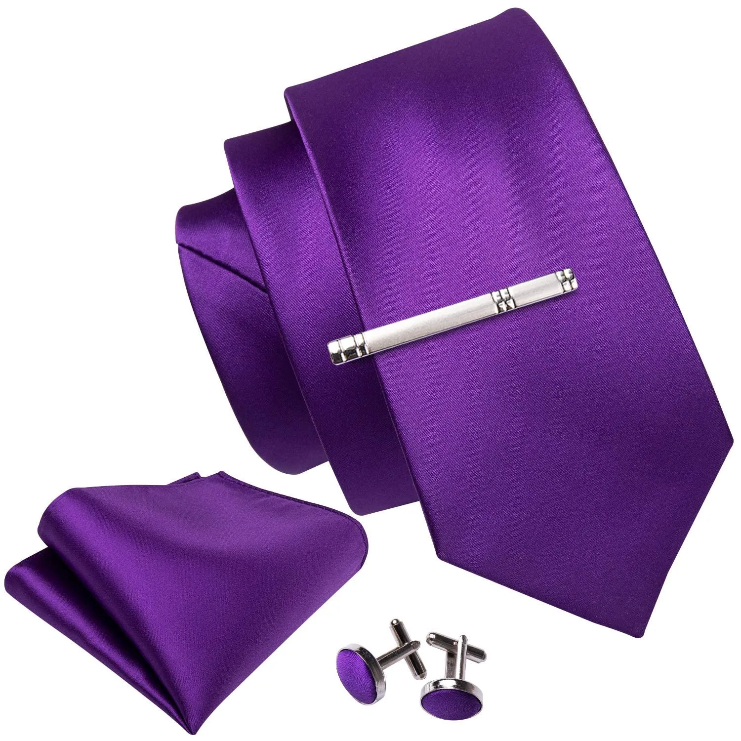 Barry.Wang Set di Cravatte a Forma di Fiore da Uomo, Viola Satinato, Taglia unica - immagine 2