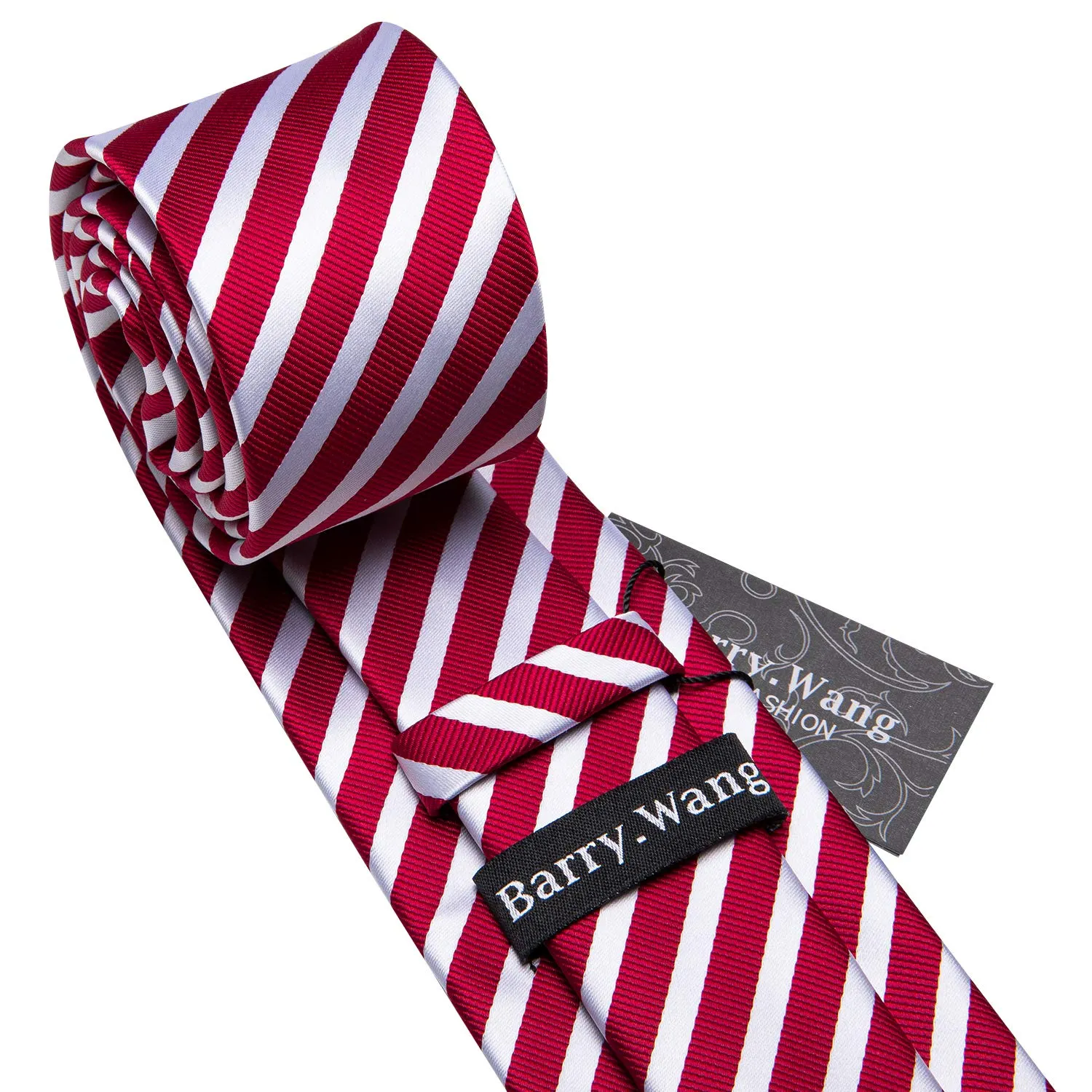 Barry.Wang Set di Cravatta e Fazzoletto a Fiore Rosso e Bianco - immagine 5