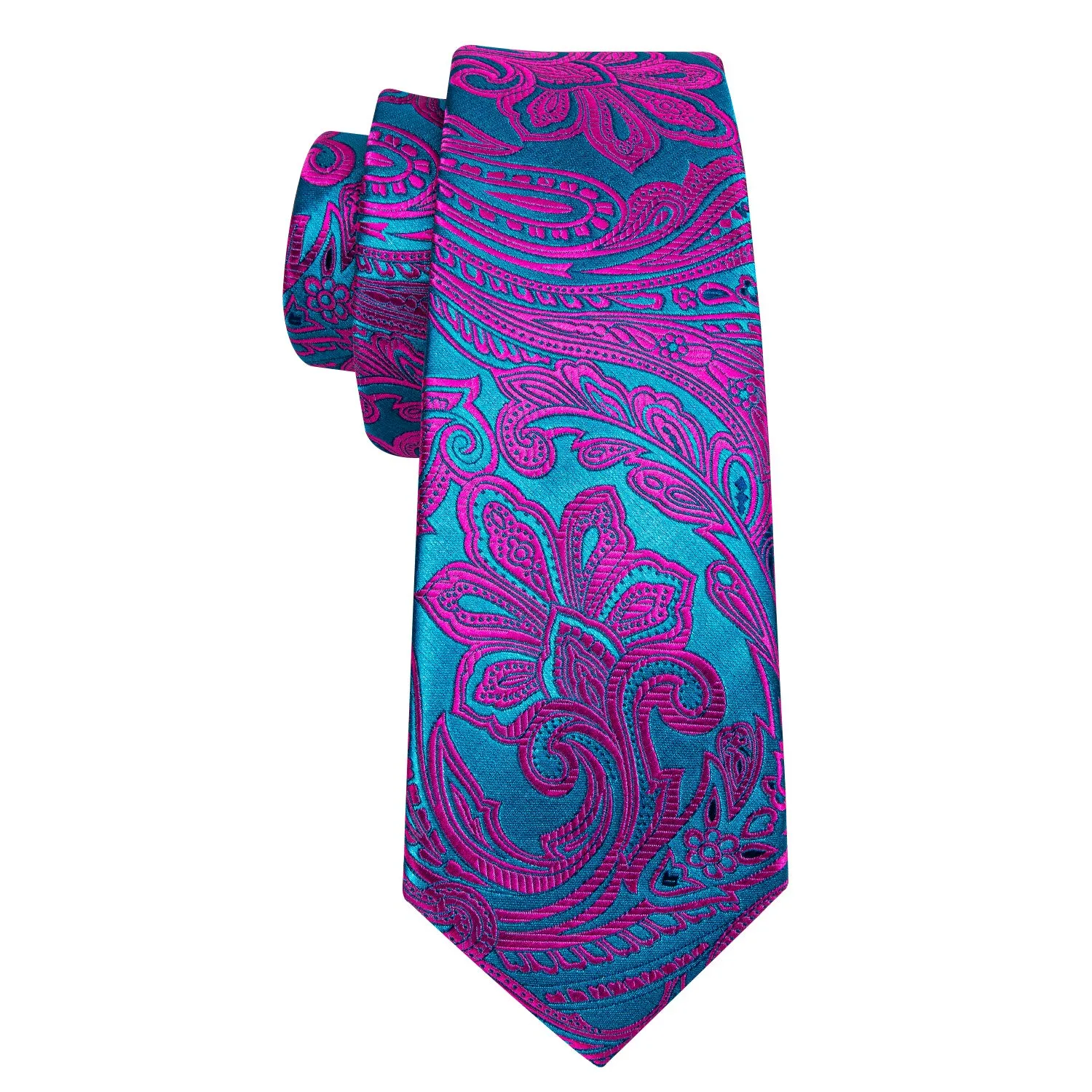 Barry.Wang Set da uomo con cravatta, pochette, fermacravatta e gemelli in seta, Viola e blu, Taglia unica - immagine 4