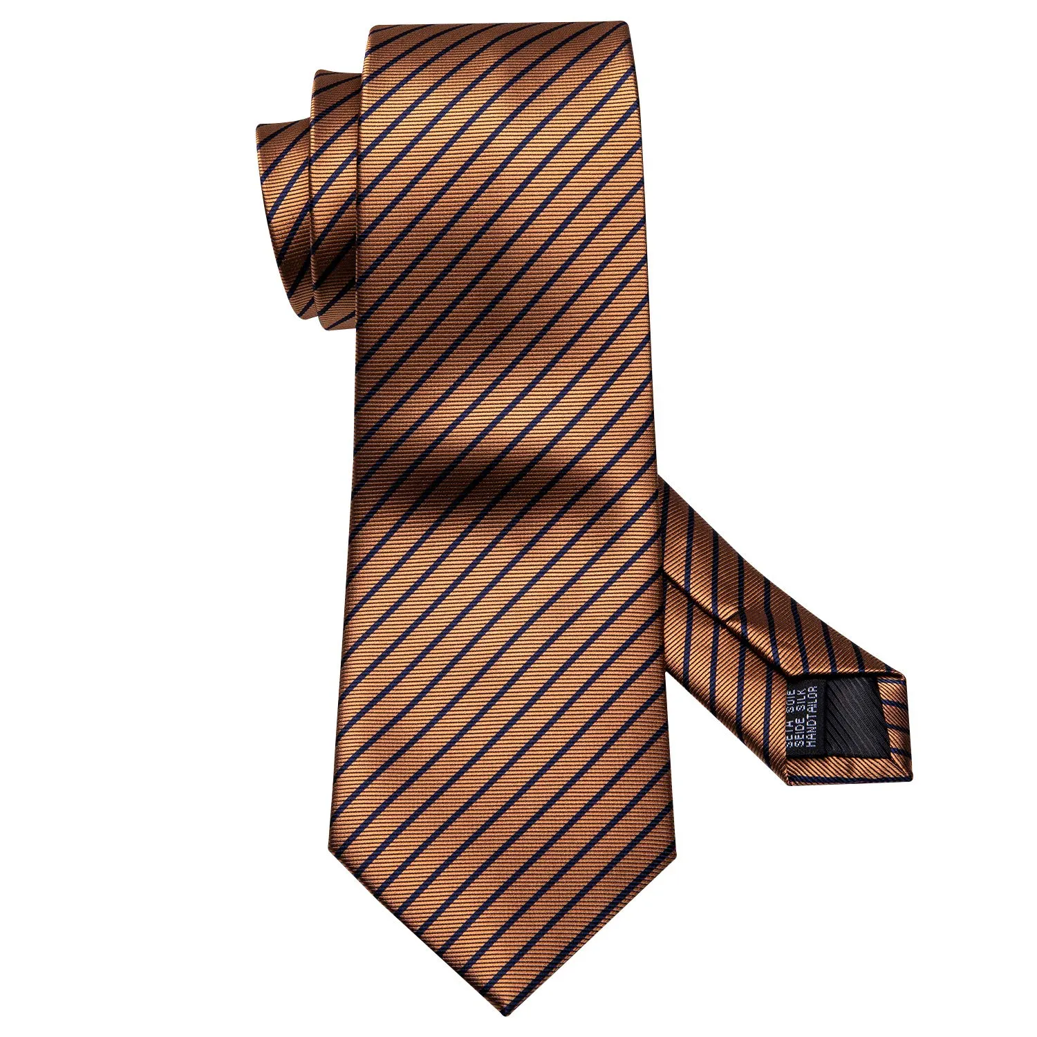 Barry.Wang Set Cravatta in Seta con Fazzoletto da Taschino e Gemelli a Righe Tartan, Marrone, Taglia Unica - immagine 5
