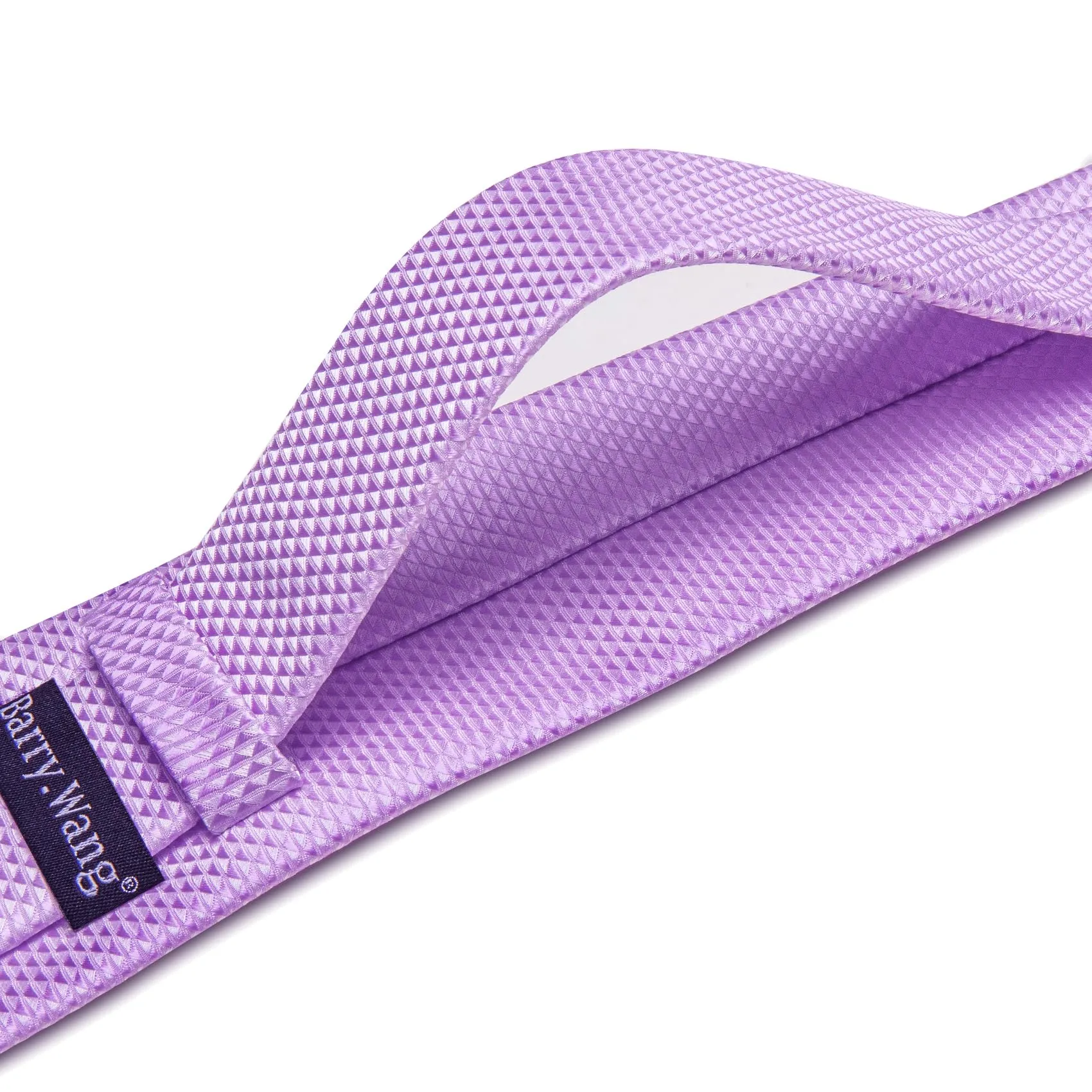 Barry.Wang Set da uomo con cravatta in raso, fazzoletto da taschino, gemelli e fermacravatta, Lilla viola, Taglia unica - immagine 4