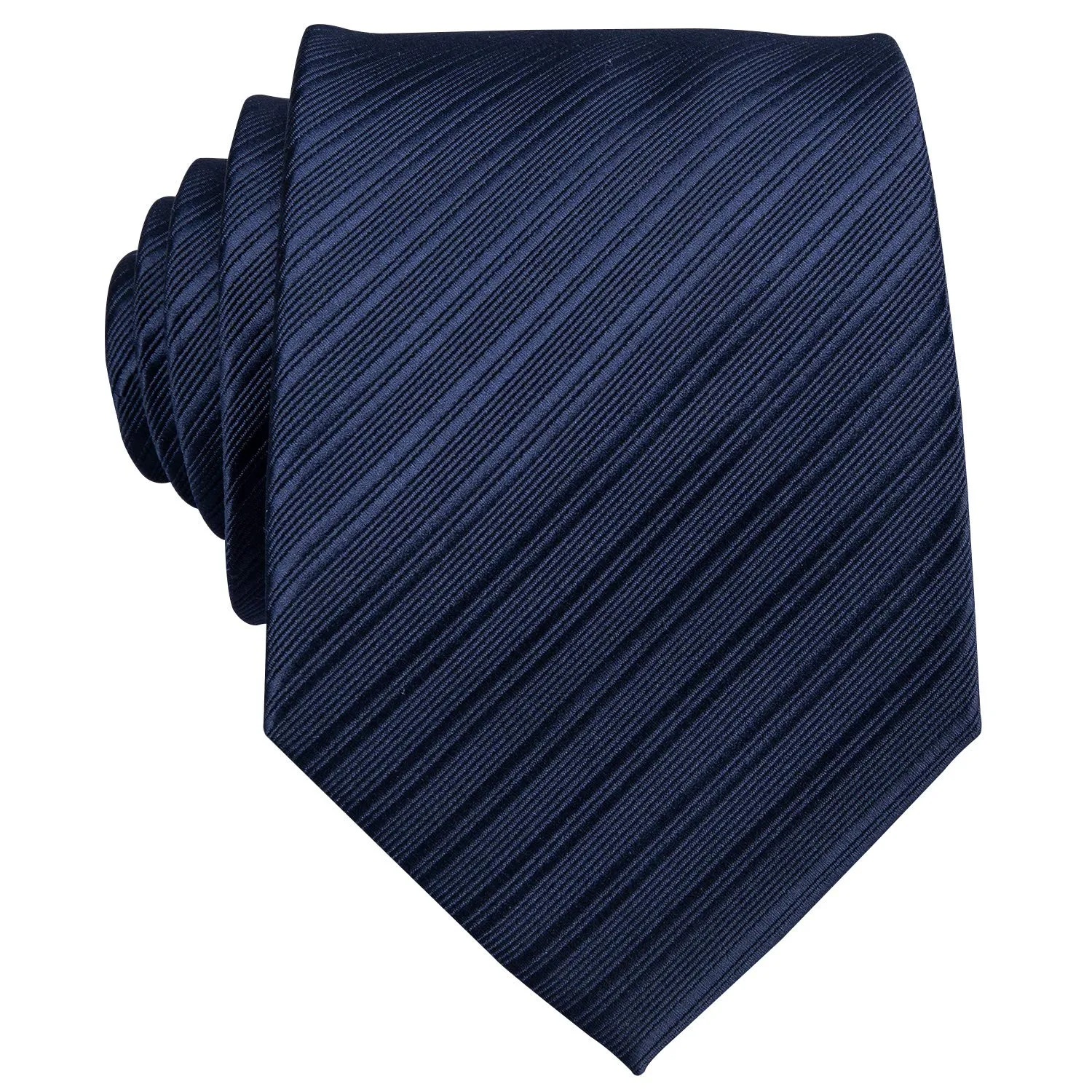 Barry.Wang Set Cravatta, Fazzoletto da Taschino e Gemelli, 4 Pezzi, Seta, Blu Marino Scuro - immagine 3