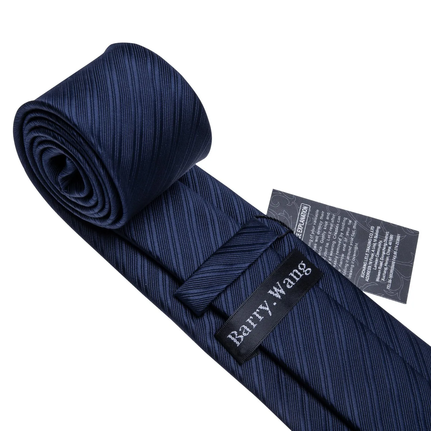 Barry.Wang Set Cravatta, Fazzoletto da Taschino e Gemelli, 4 Pezzi, Seta, Blu Marino Scuro - immagine 5