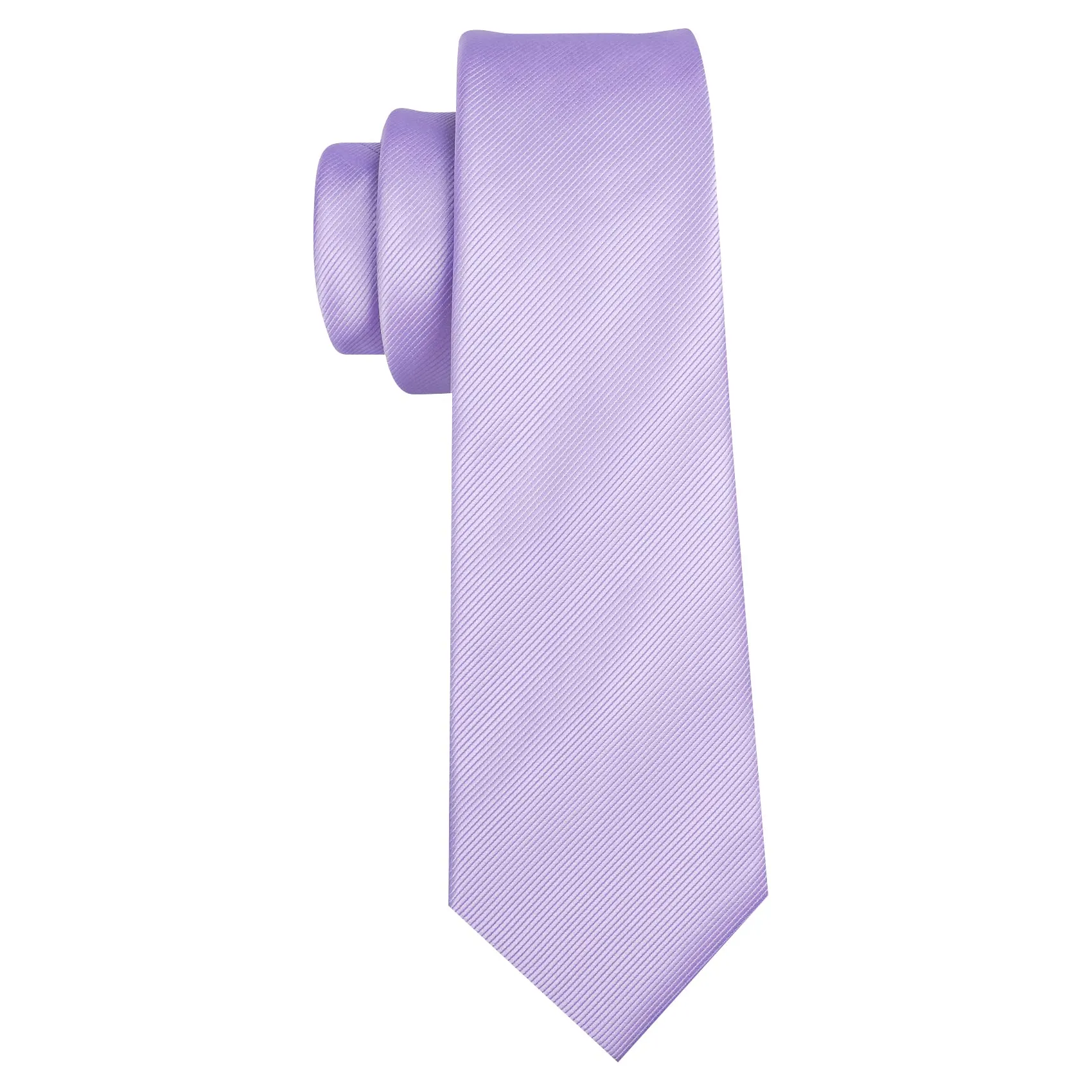 Barry.Wang Set uomo con cravatta in raso, fazzoletto da taschino, gemelli e fermacravatta, 4 pezzi, lavanda, Taglia unica - immagine 5