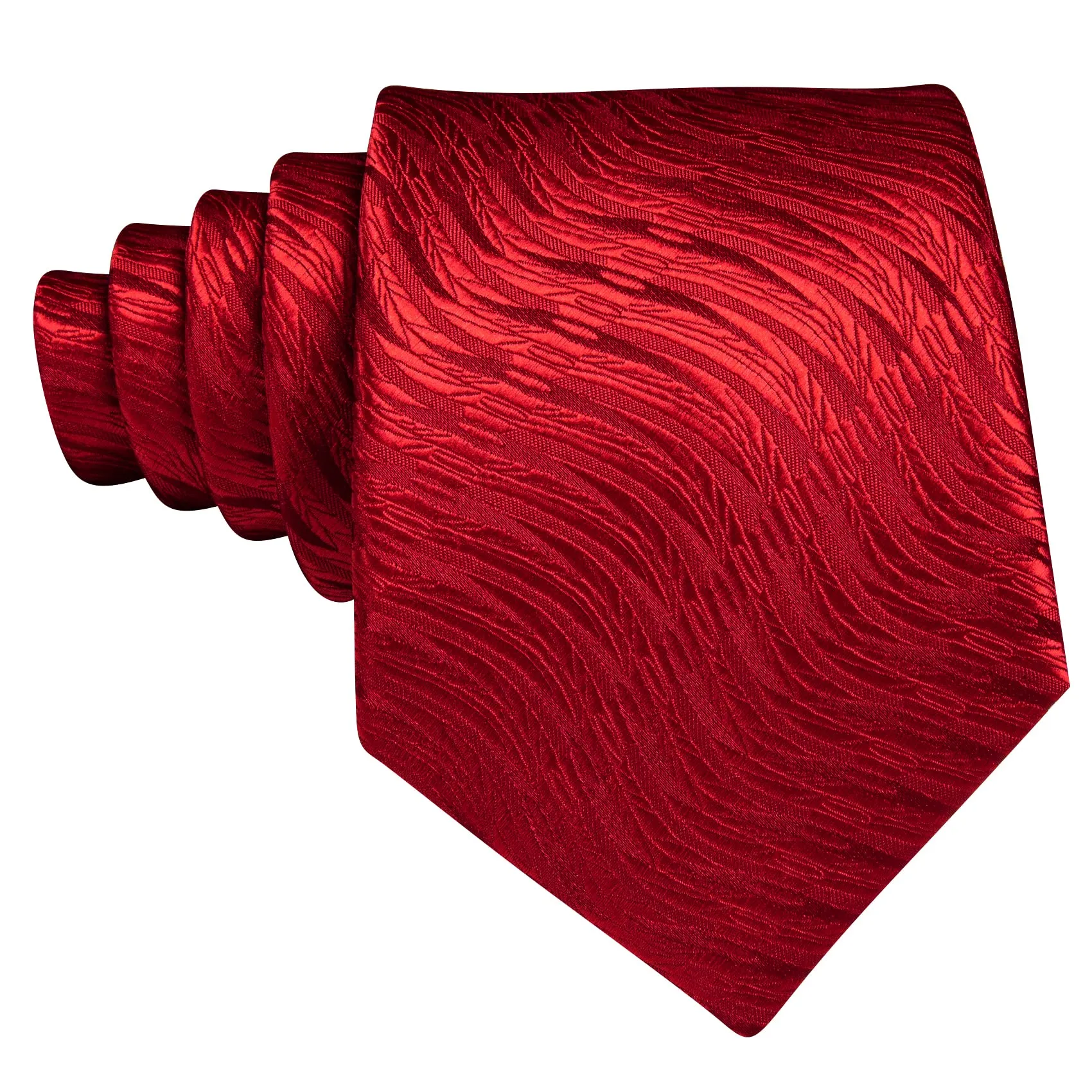 Barry.Wang Set Cravatta in Raso da Uomo, 4 Pezzi (Cravatta, Fazzoletto da Taschino, Gemelli e Fermacravatta), Rosso Vero - immagine 4