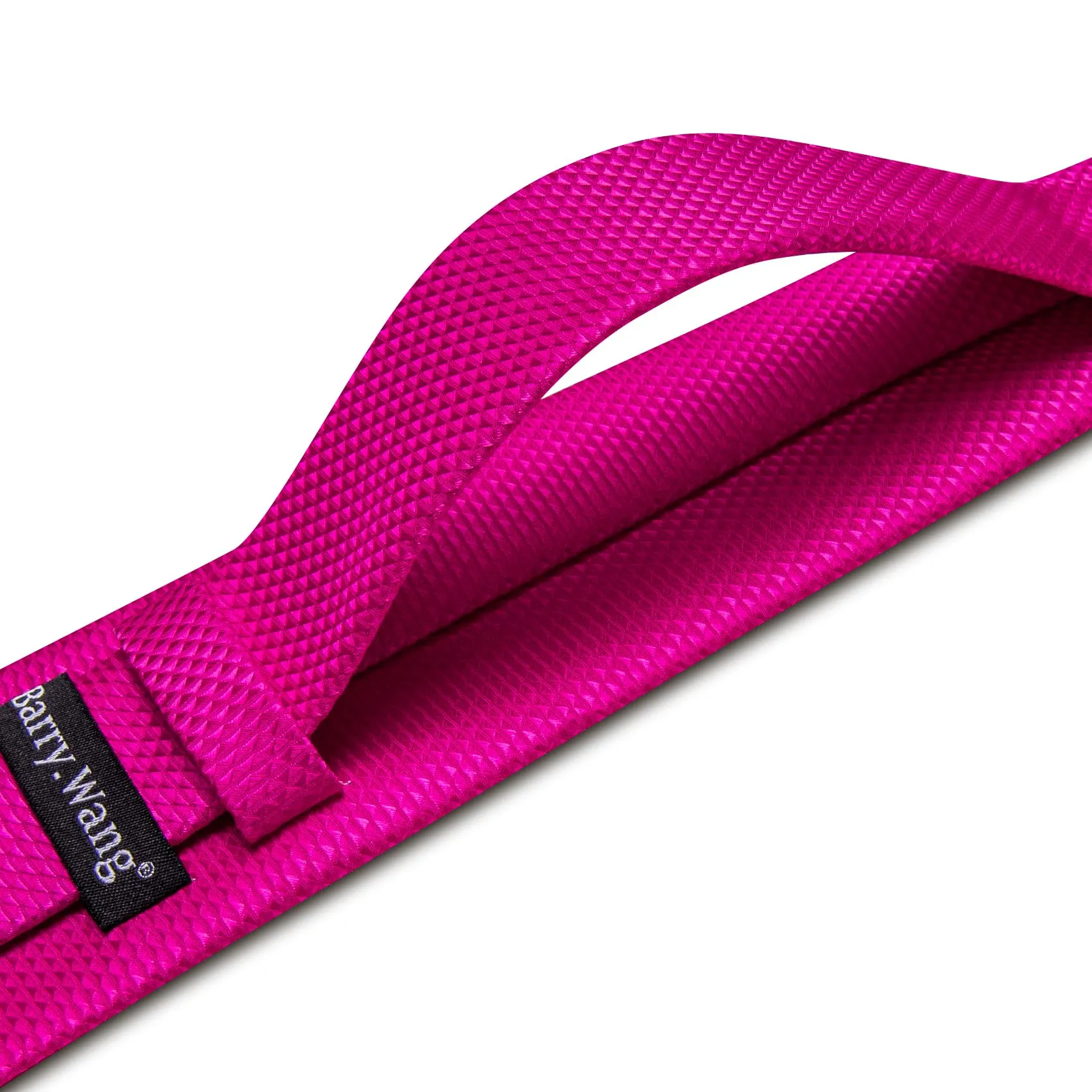 Barry.Wang Set da uomo con cravatta in raso, fazzoletto da taschino, gemelli e fermacravatta, 4 pezzi, Magenta straordinario, Taglia unica - immagine 3