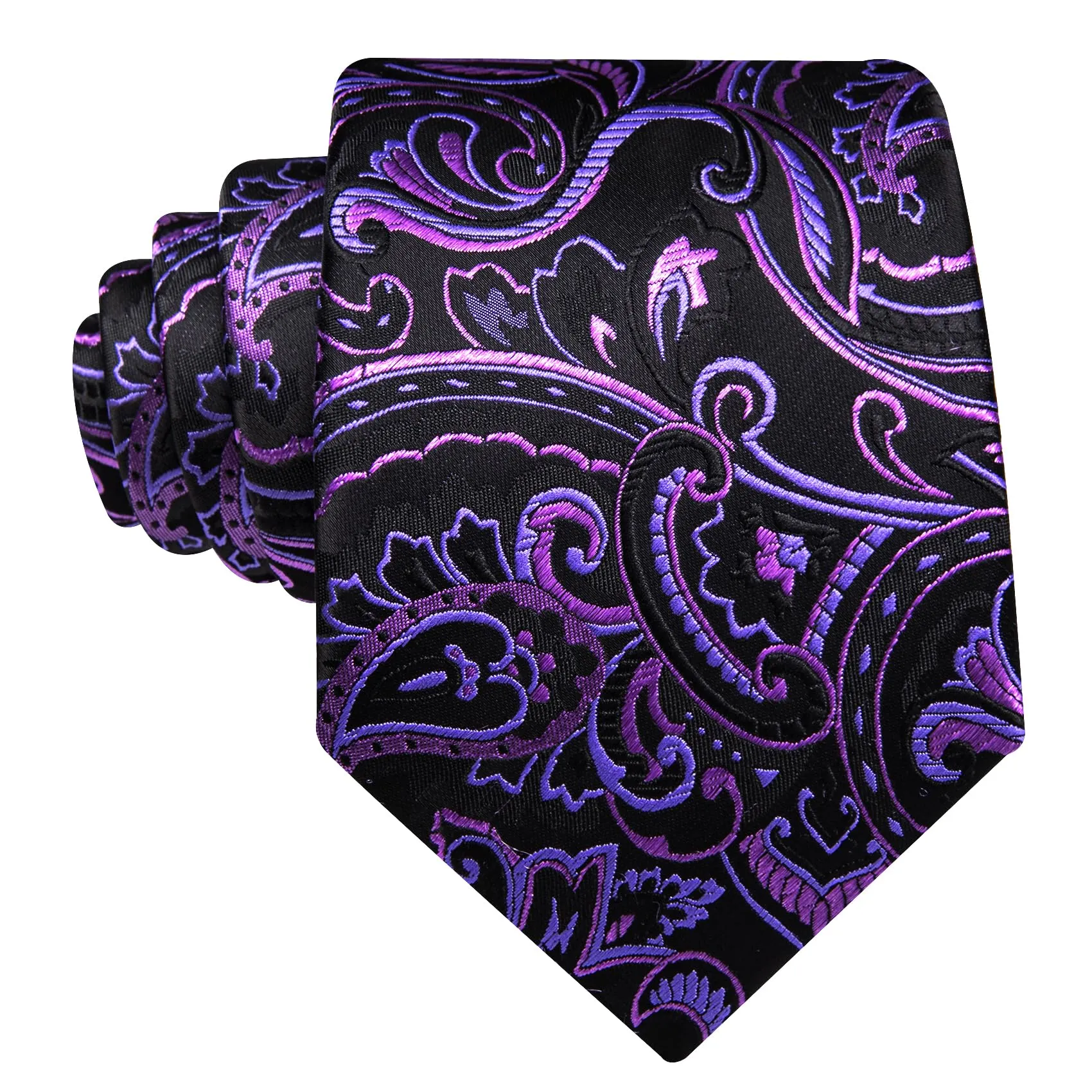 Barry.Wang Set uomo con cravatta in seta motivo Paisley, fazzoletto da taschino e gemelli, Taglia unica - immagine 4