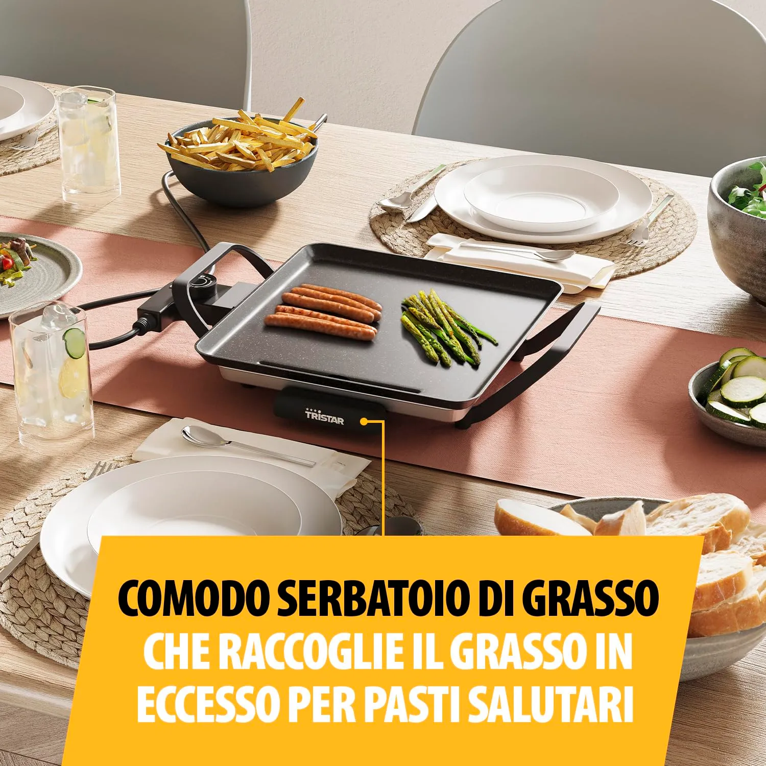 Tristar Griglia da tavolo slim S 28 x 28 cm BP-2666 - immagine 4