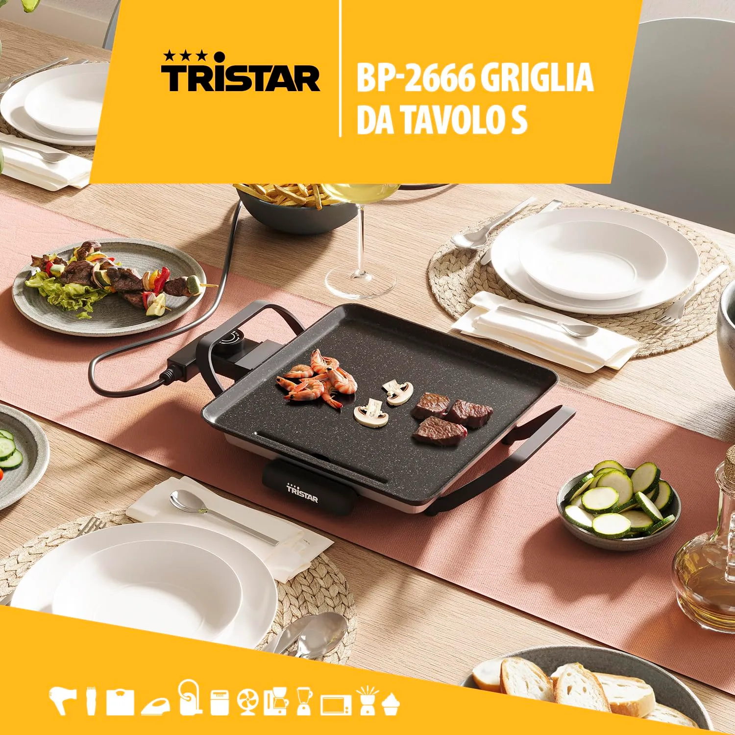 Tristar Griglia da tavolo slim S 28 x 28 cm BP-2666 - immagine 8