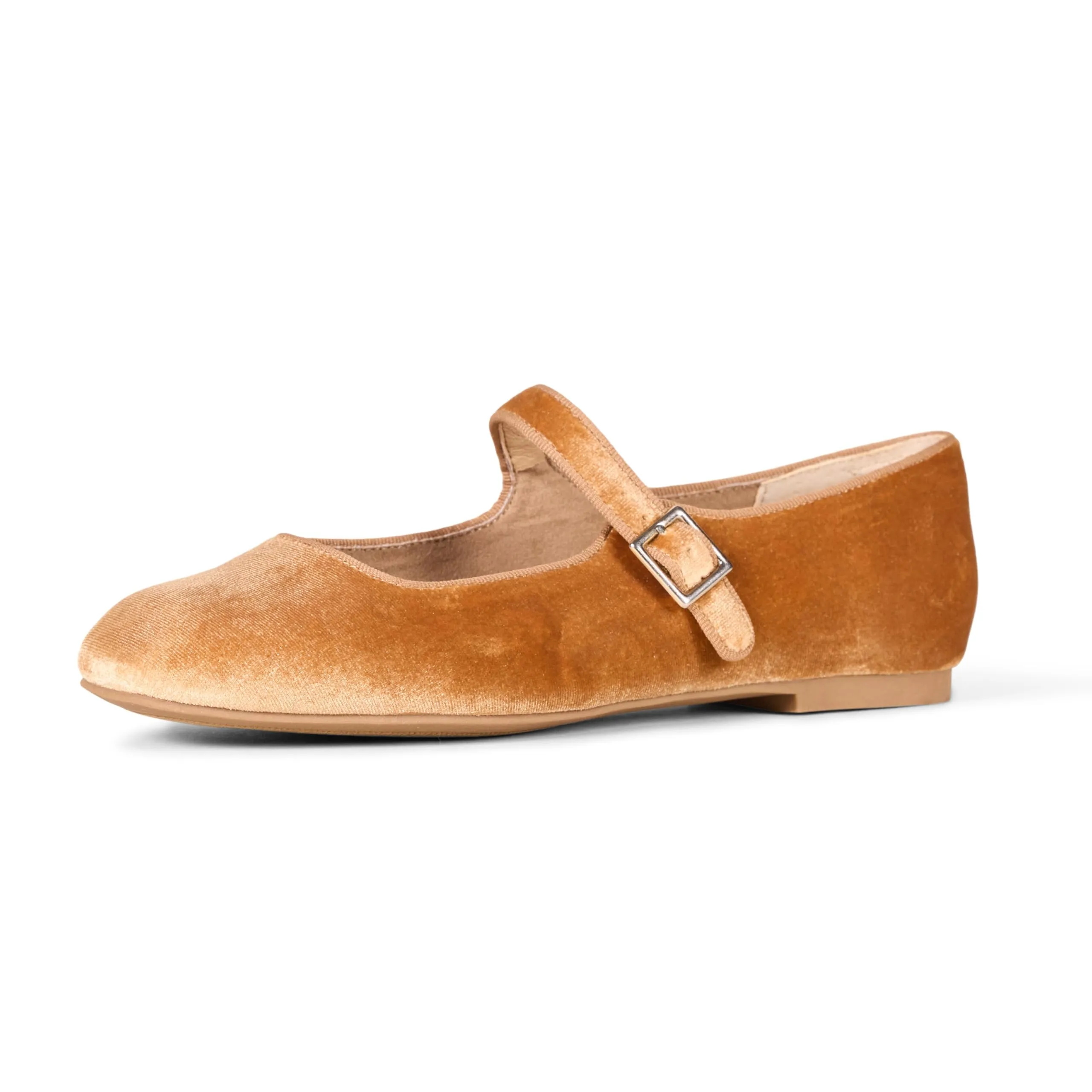 Amazon Essentials Ballerine Mary Jane Donna, Arancio Albicocca Velluto, 44.5 EU - immagine 1