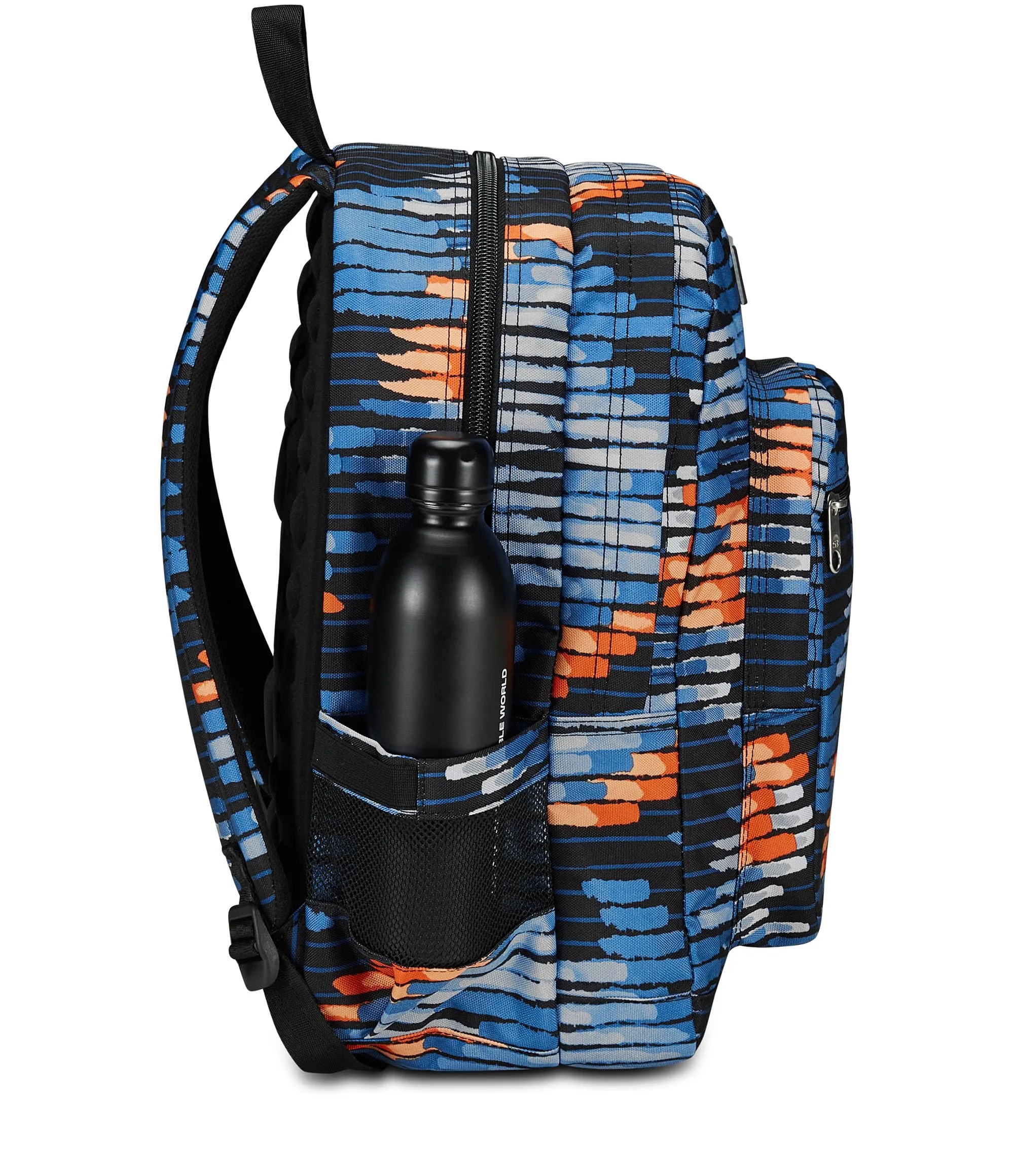 Seven Freethink Zaino Scuola Media ed Elementare 34L, Doppio Scomparto, Tasca PC e Borraccia, Ricarica USB, Blu Arancione - immagine 2