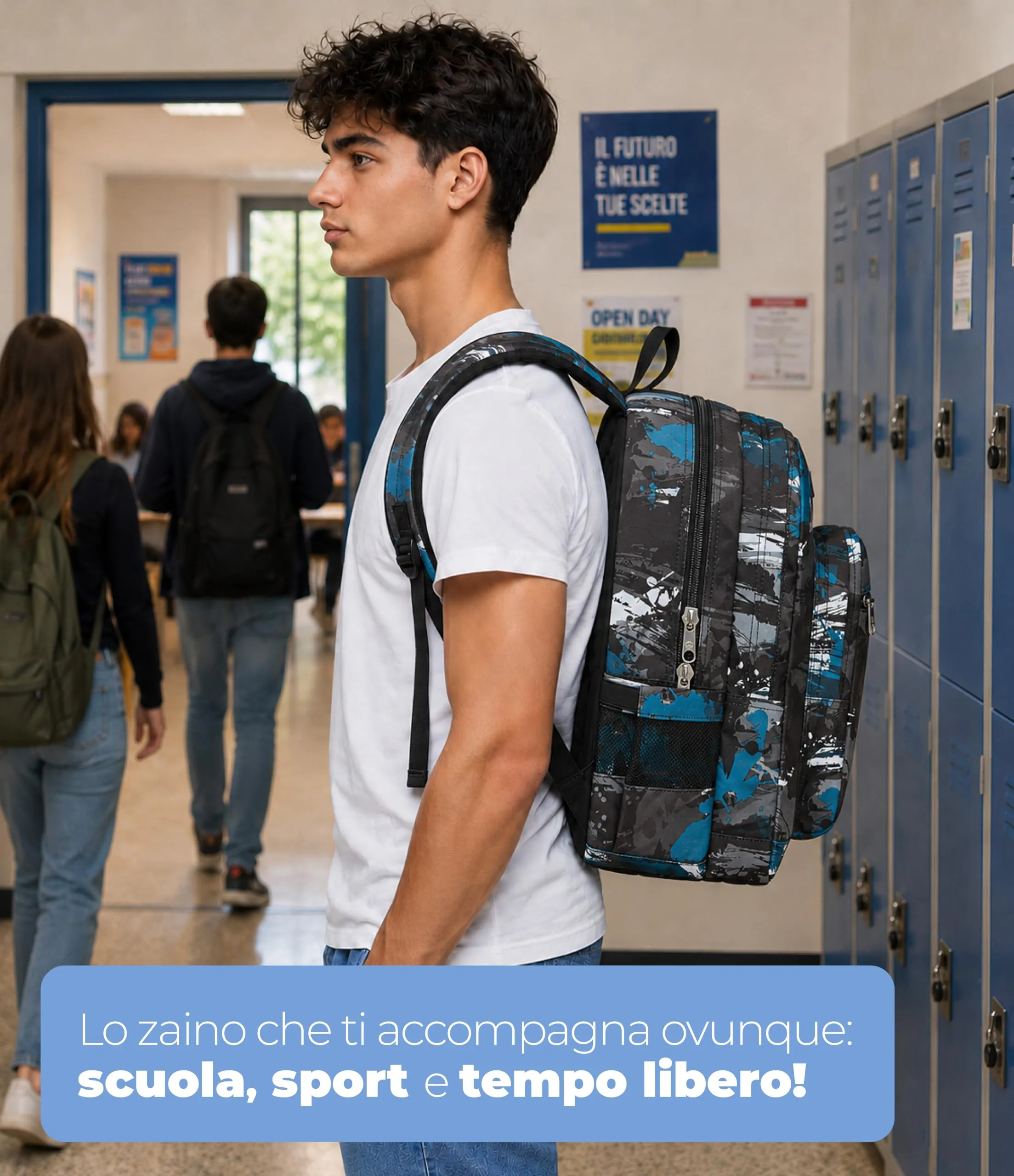 Seven Freethink Zaino Scuola Media ed Elementare 34L, Doppio Scomparto, Tasca PC e Borraccia, USB, Nero Verde - immagine 3