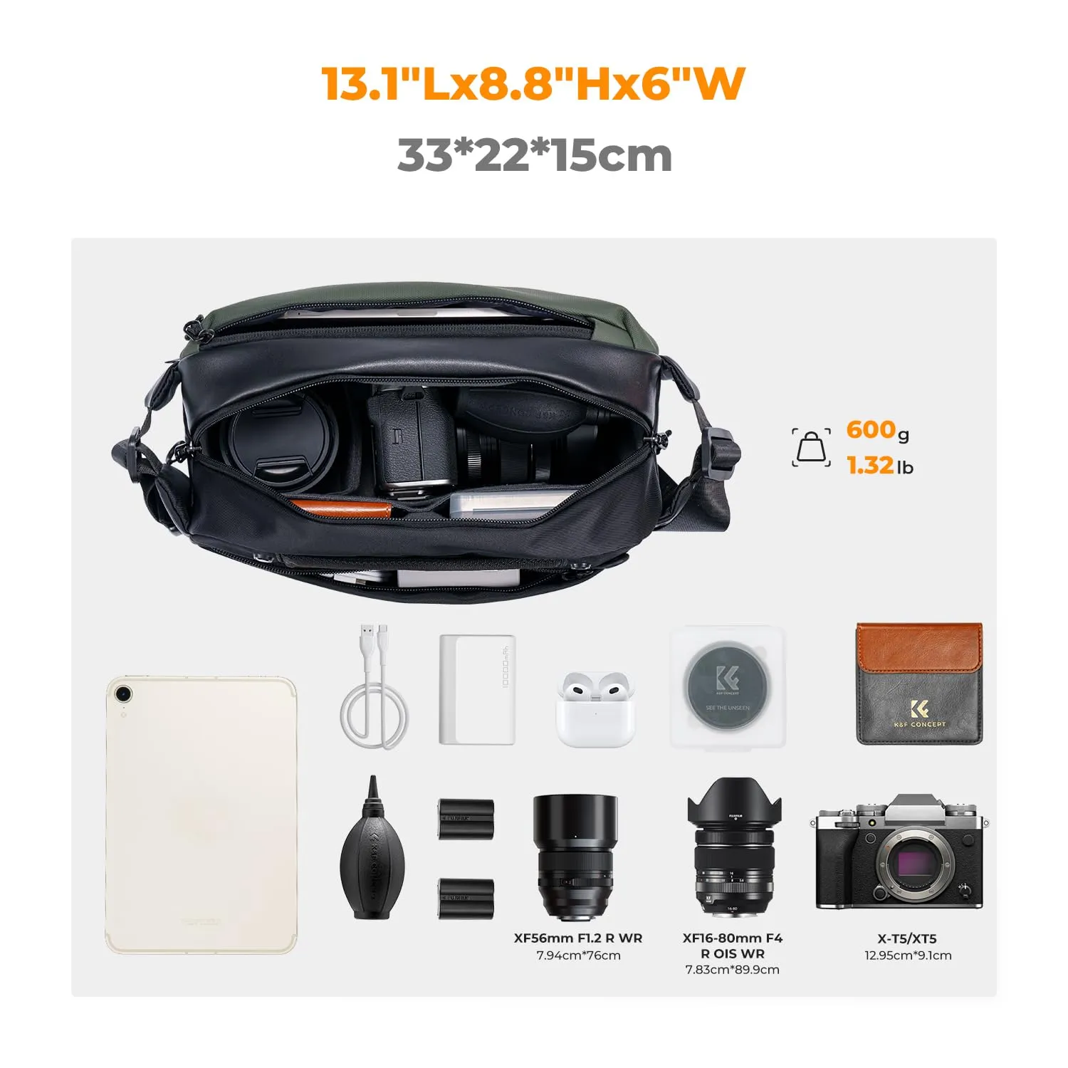 K&F CONCEPT Borsa a Tracolla Impermeabile per Fotocamera SLR DSLR - immagine 2