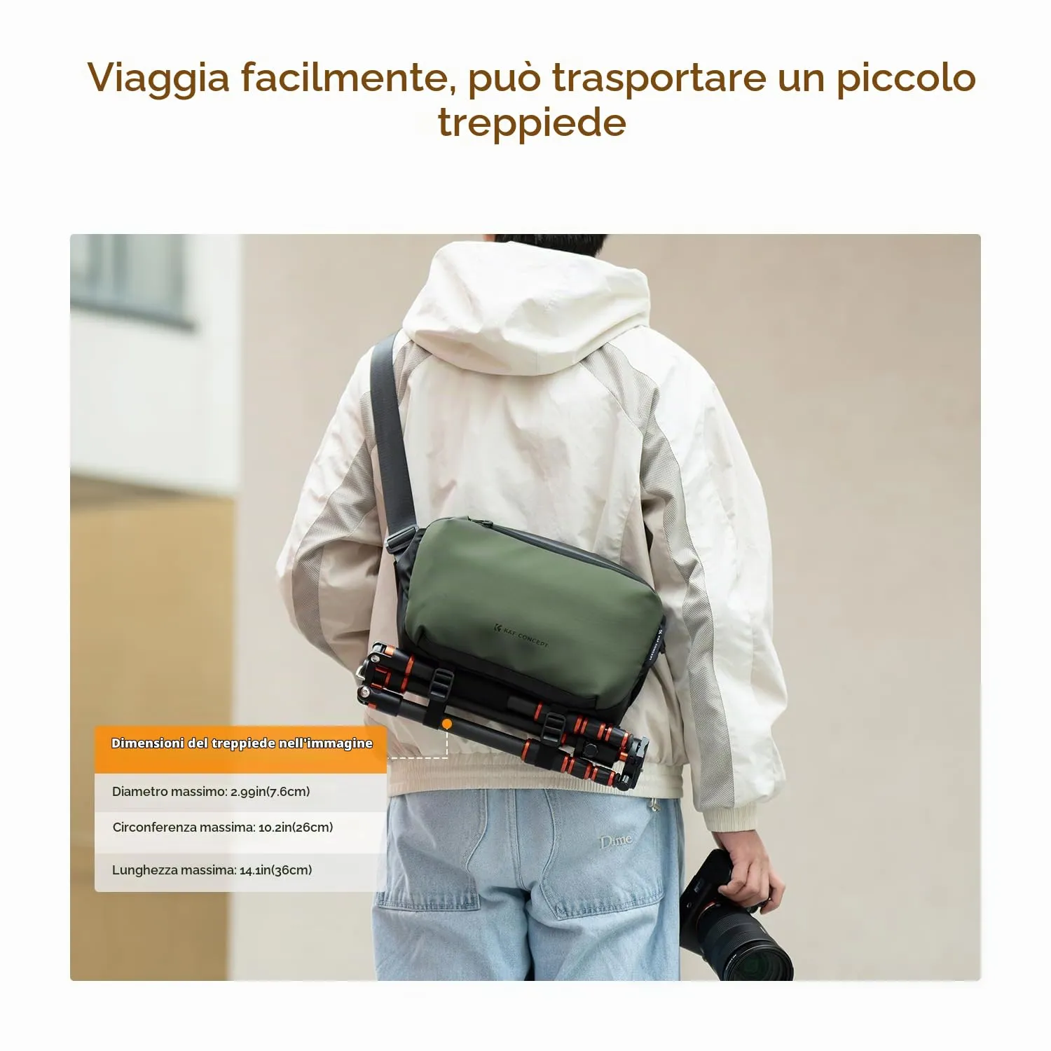 K&F CONCEPT Borsa a Tracolla Impermeabile per Fotocamera SLR DSLR - immagine 5