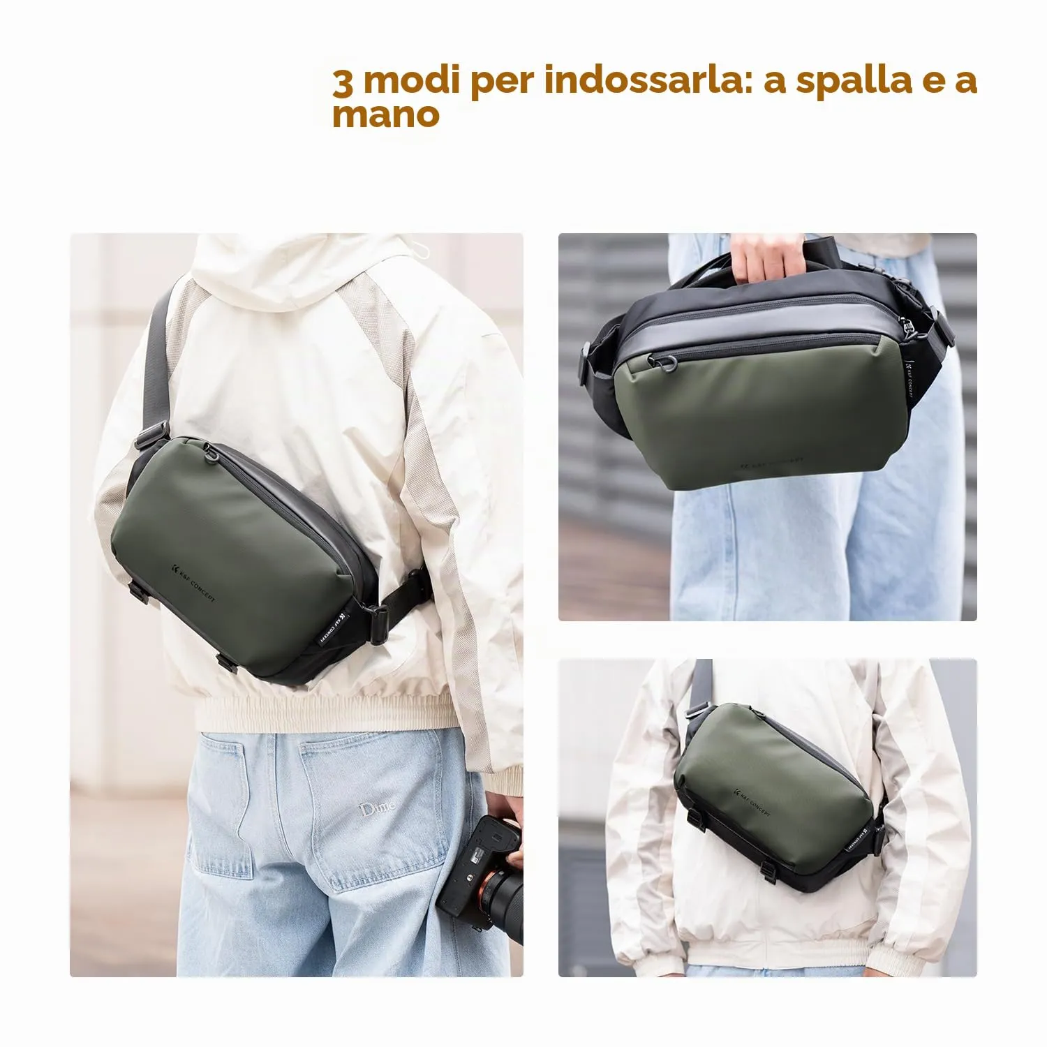 K&F CONCEPT Borsa a Tracolla Impermeabile per Fotocamera SLR DSLR - immagine 7