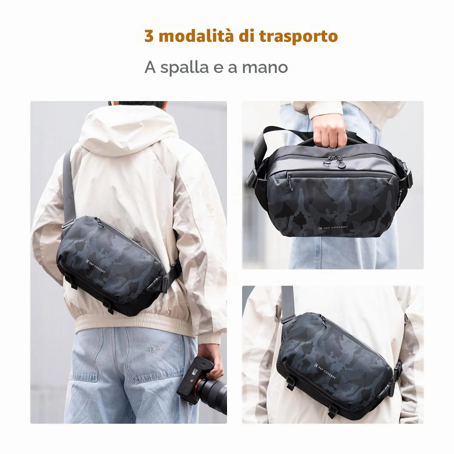 K&F Concept Borsa Foto Tracolla Impermeabile Antiurto 33cm Verde Puro - immagine 6
