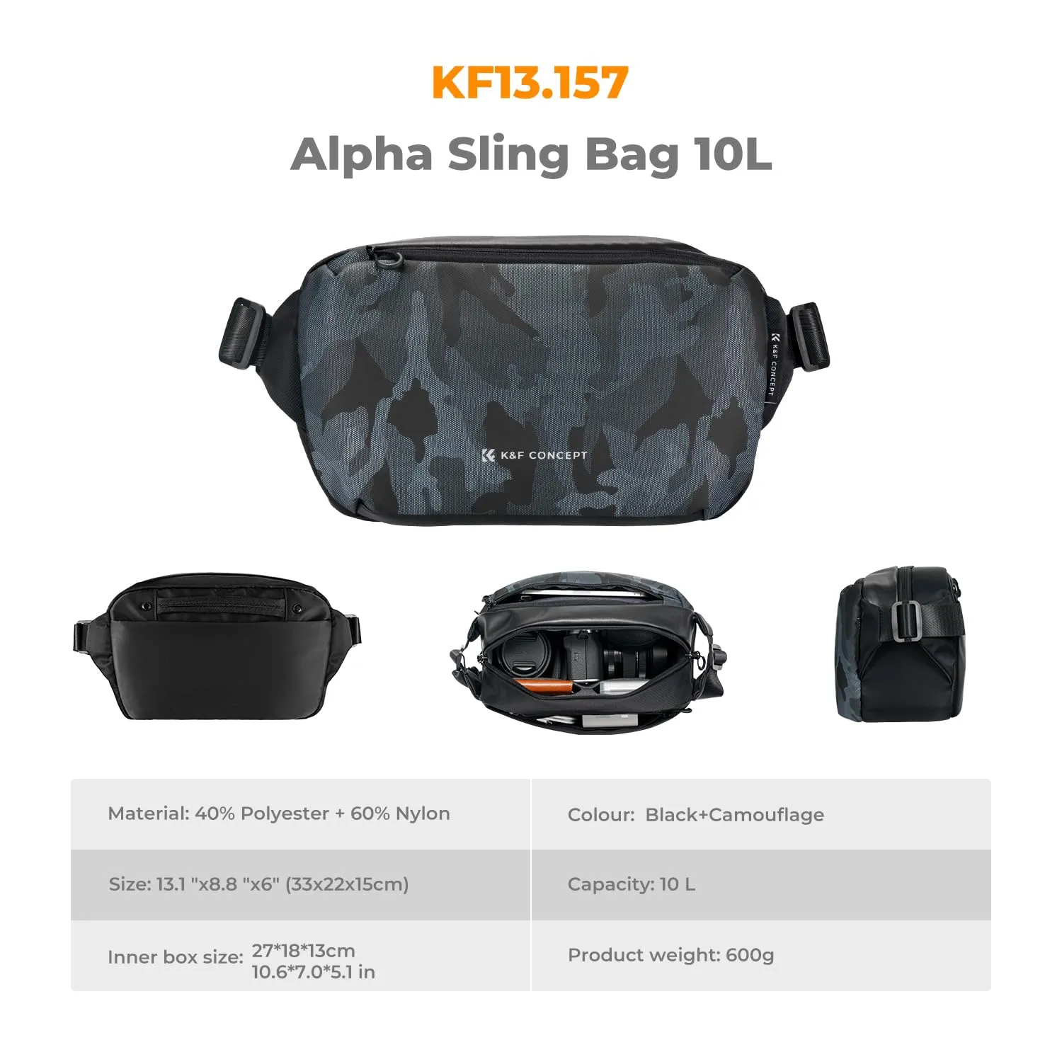 K&F Concept Borsa Foto Tracolla Impermeabile Antiurto 33cm Verde Puro - immagine 7