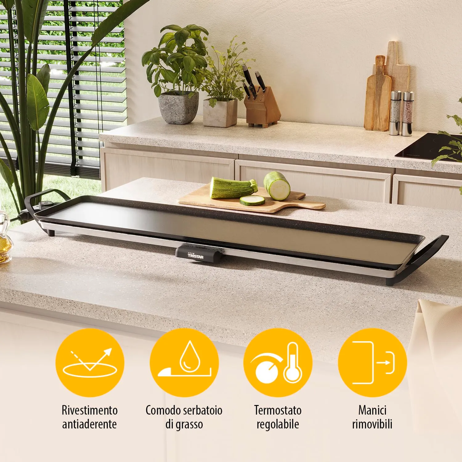 Tristar Griglia da tavolo slim XL BP-2669, 90 x 23 cm - immagine 8