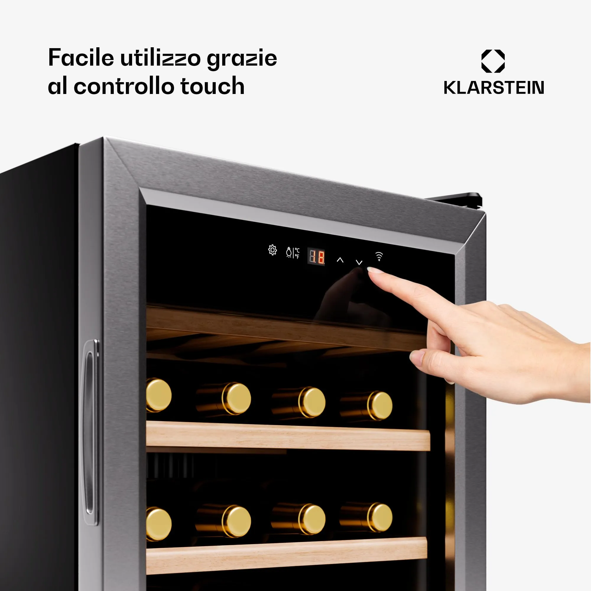 Klarstein Shiraz Premium Smart 24 Wine Cooler, 24 Bottles, WiFi Control, LED Lighting, Touch Display - immagine 5