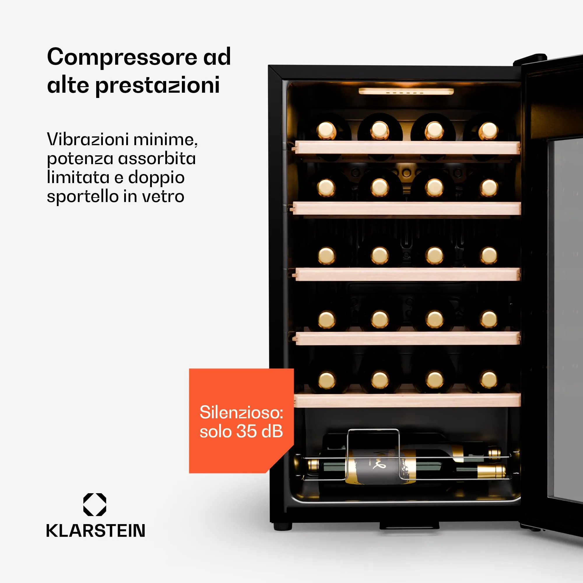 Klarstein Shiraz Premium Smart 24 Wine Cooler, 24 Bottles, WiFi Control, LED Lighting, Touch Display - immagine 6