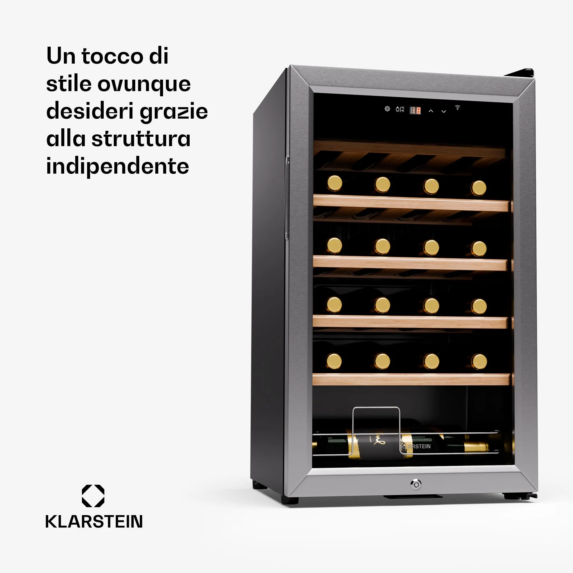 Klarstein Shiraz Premium Smart 24 Wine Cooler, 24 Bottles, WiFi Control, LED Lighting, Touch Display - immagine 7
